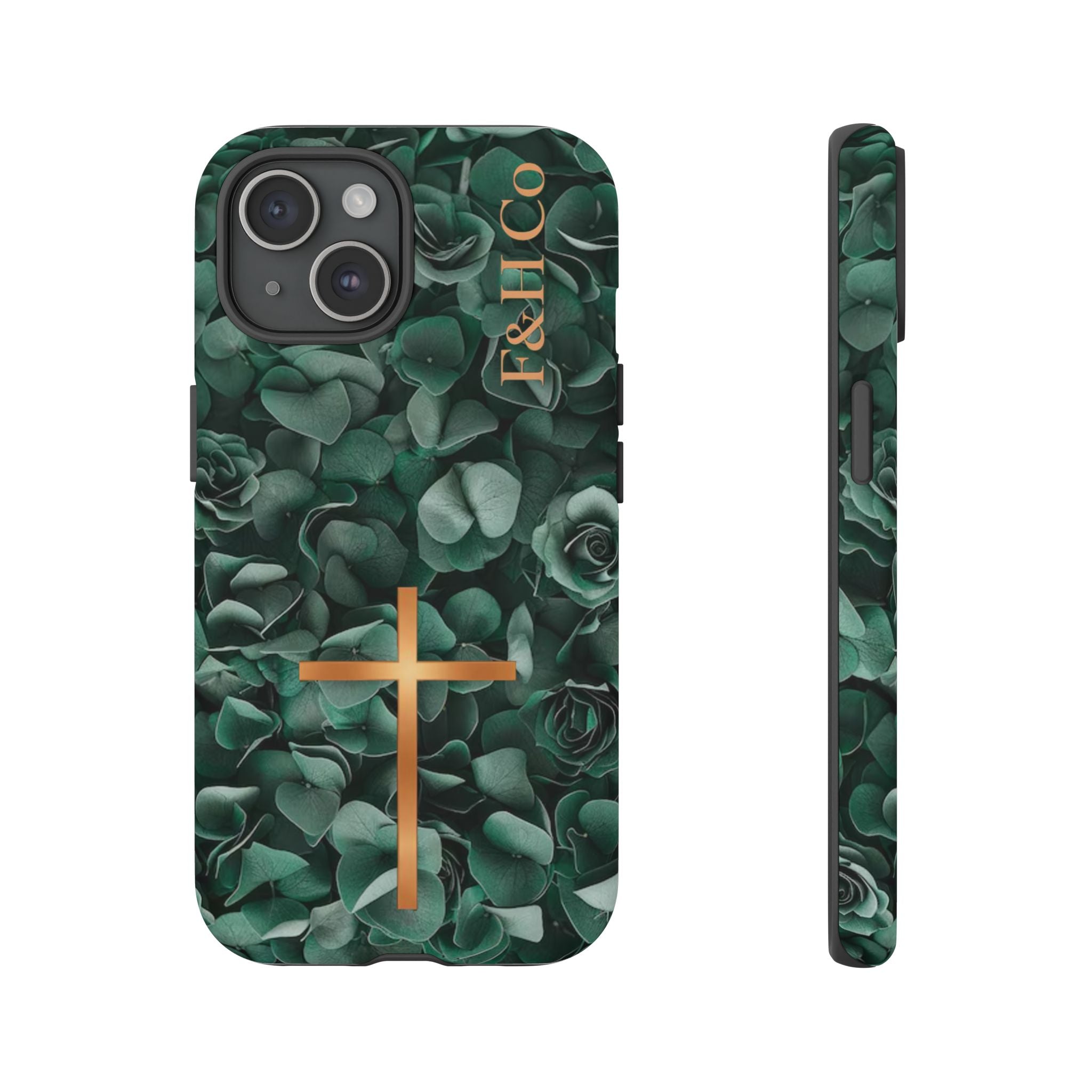 Christian Floral iPhone Case with Cross – Forest Green Faith Phone Cover | Faith & Home Co