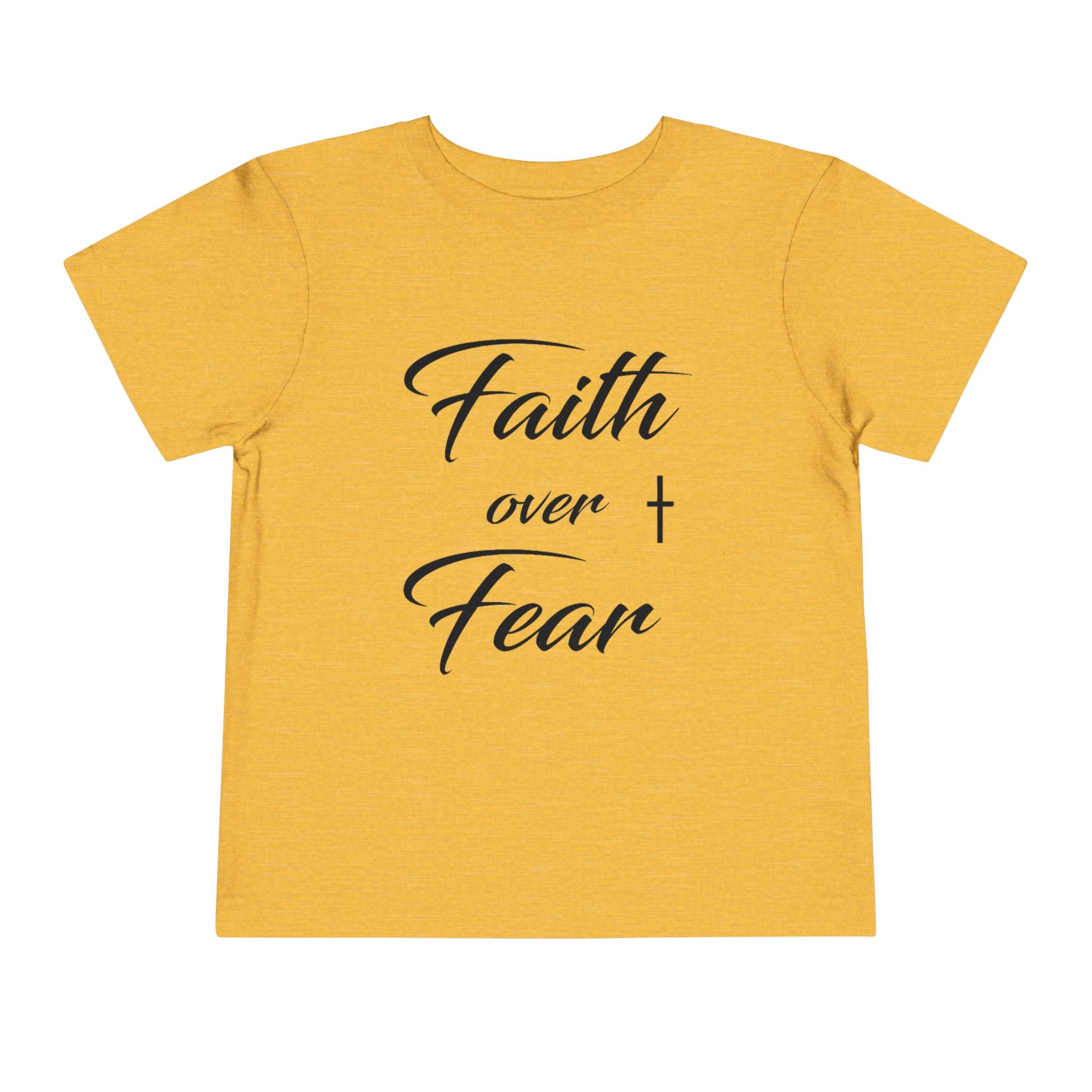 Toddler Christian T-Shirt “Faith Over Fear” – Inspirational Faith-Based Tee for Boys & Girls