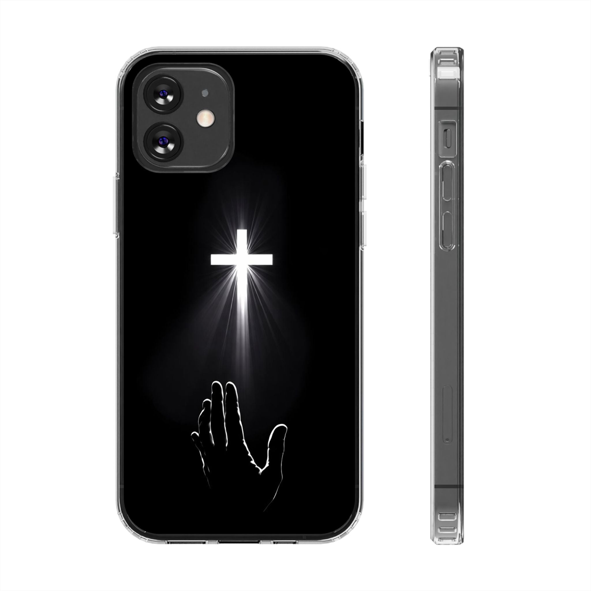 Christian Phone Case with Glowing Cross – Faith Over Fear Inspirational Protective iPhone Case | Religious Christian Cover