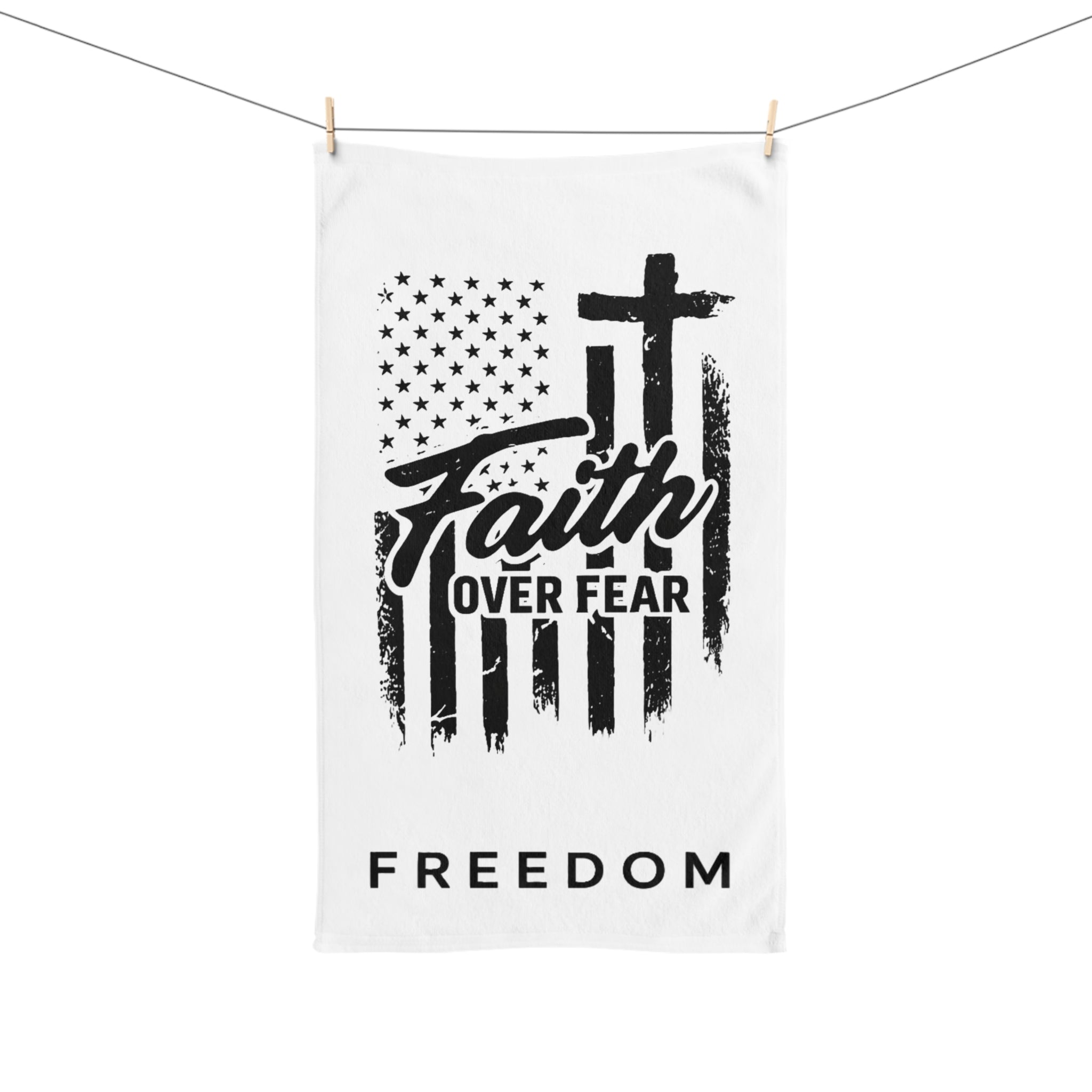Faith Over Fear Freedom Microfiber Kitchen Towel – Christian Patriotic Hand Towel for Home or Gift