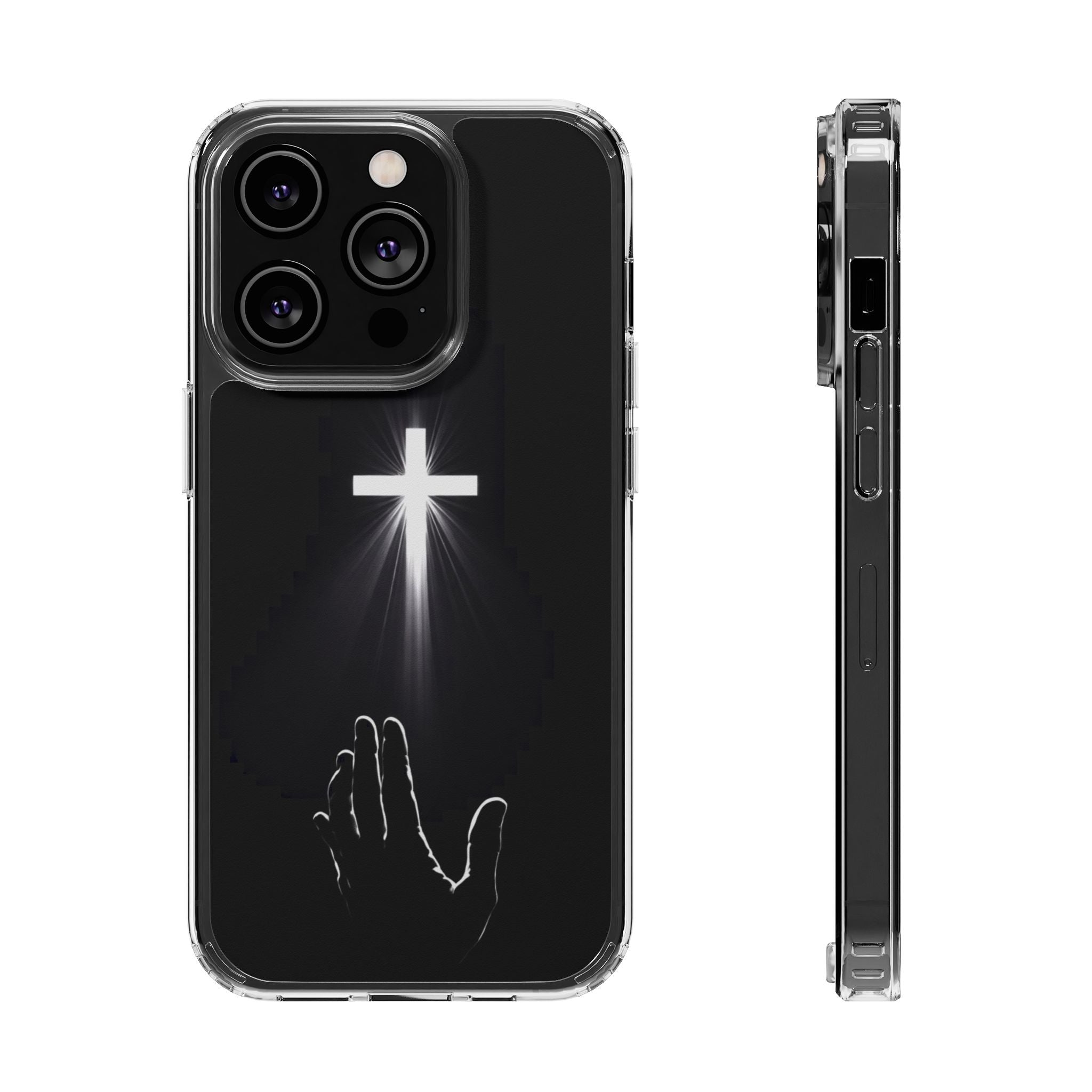 Christian Phone Case with Glowing Cross – Faith Over Fear Inspirational Protective iPhone Case | Religious Christian Cover