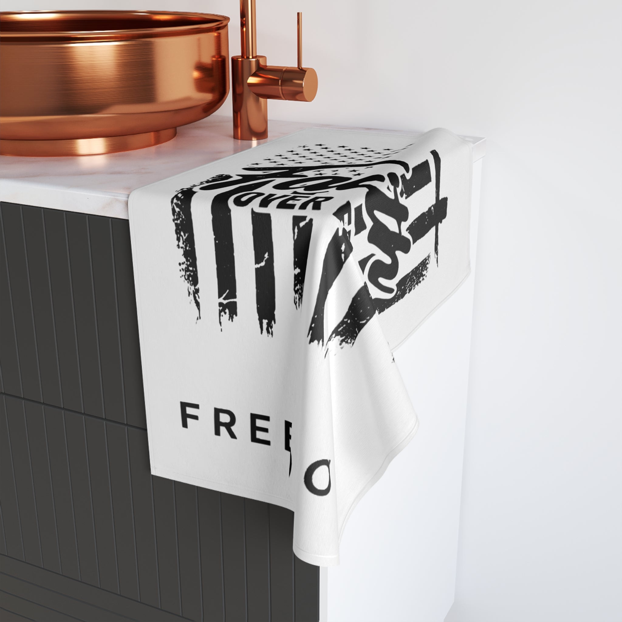 Faith Over Fear Freedom Microfiber Kitchen Towel – Christian Patriotic Hand Towel for Home or Gift