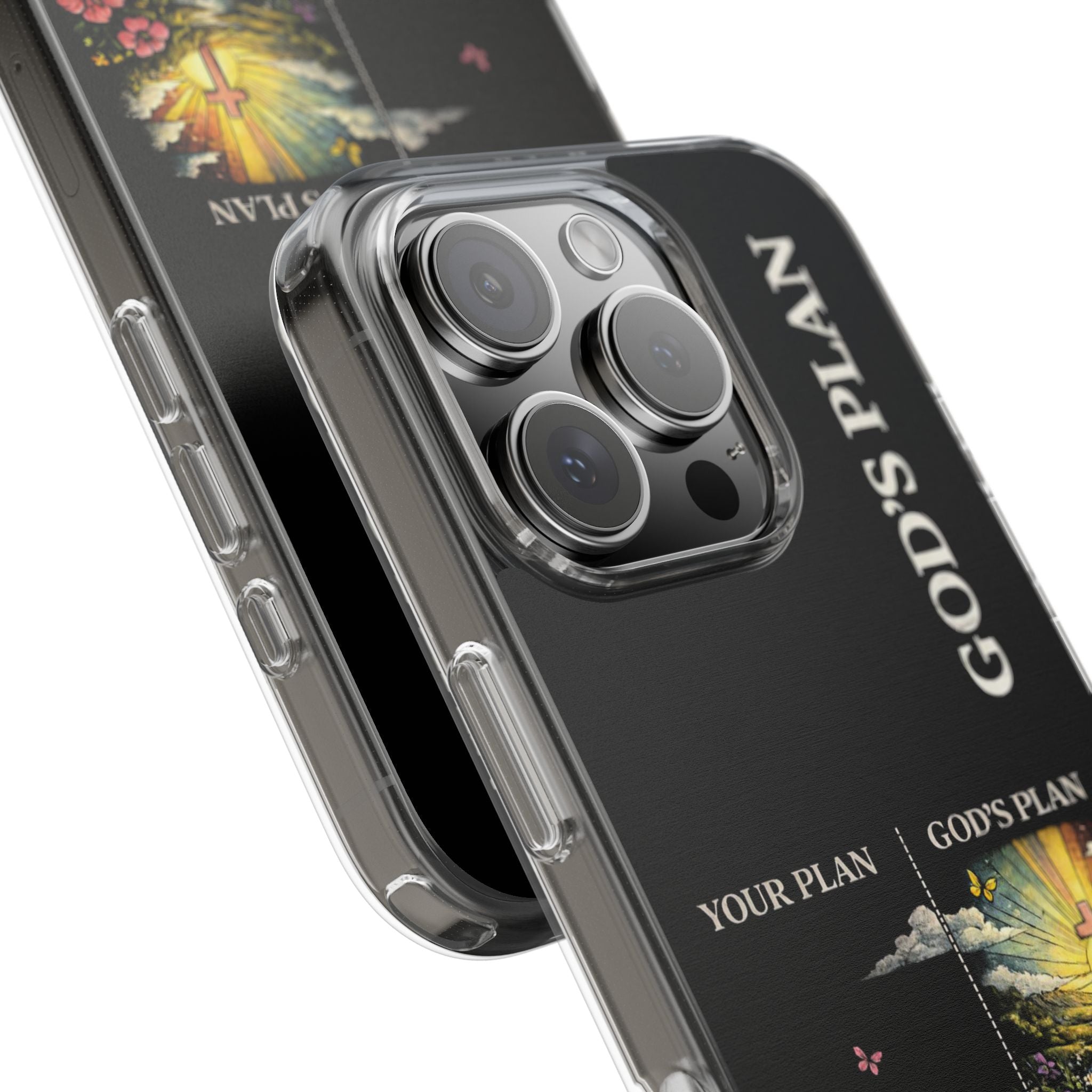 God’s Plan vs Your Plan Christian Phone Case – Jeremiah 29:11 Faith iPhone Case, Inspirational Cross & Floral Christian Phone Cover