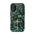Christian Floral iPhone Case with Cross – Forest Green Faith Phone Cover | Faith & Home Co