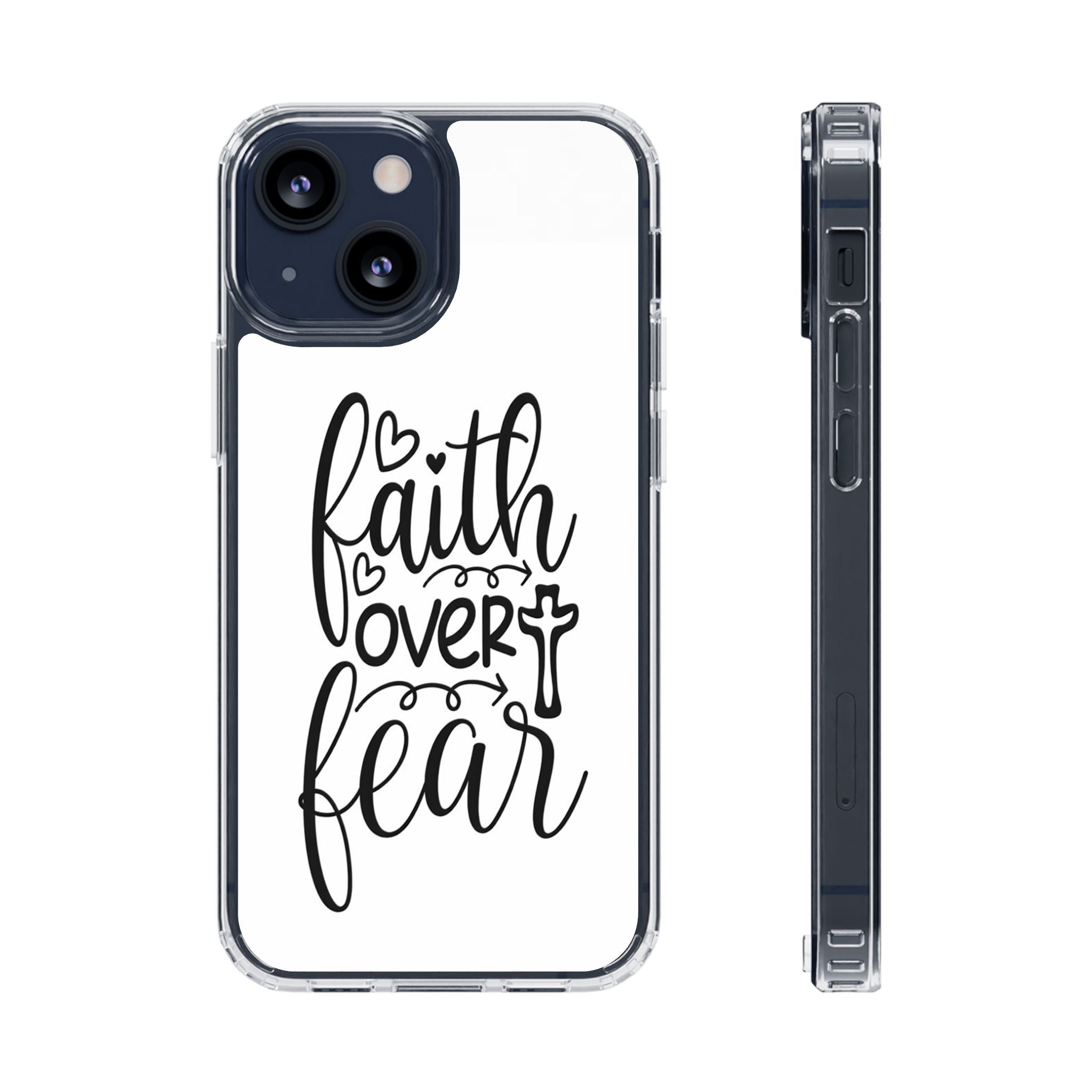 Faith Over Fear Christian Phone Case – Inspirational Scripture iPhone Case, Clear Faith-Based Protective Cover