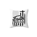 Faith Over Fear Throw Pillow – Christian Home Decor | Patriotic Flag & Cross Design