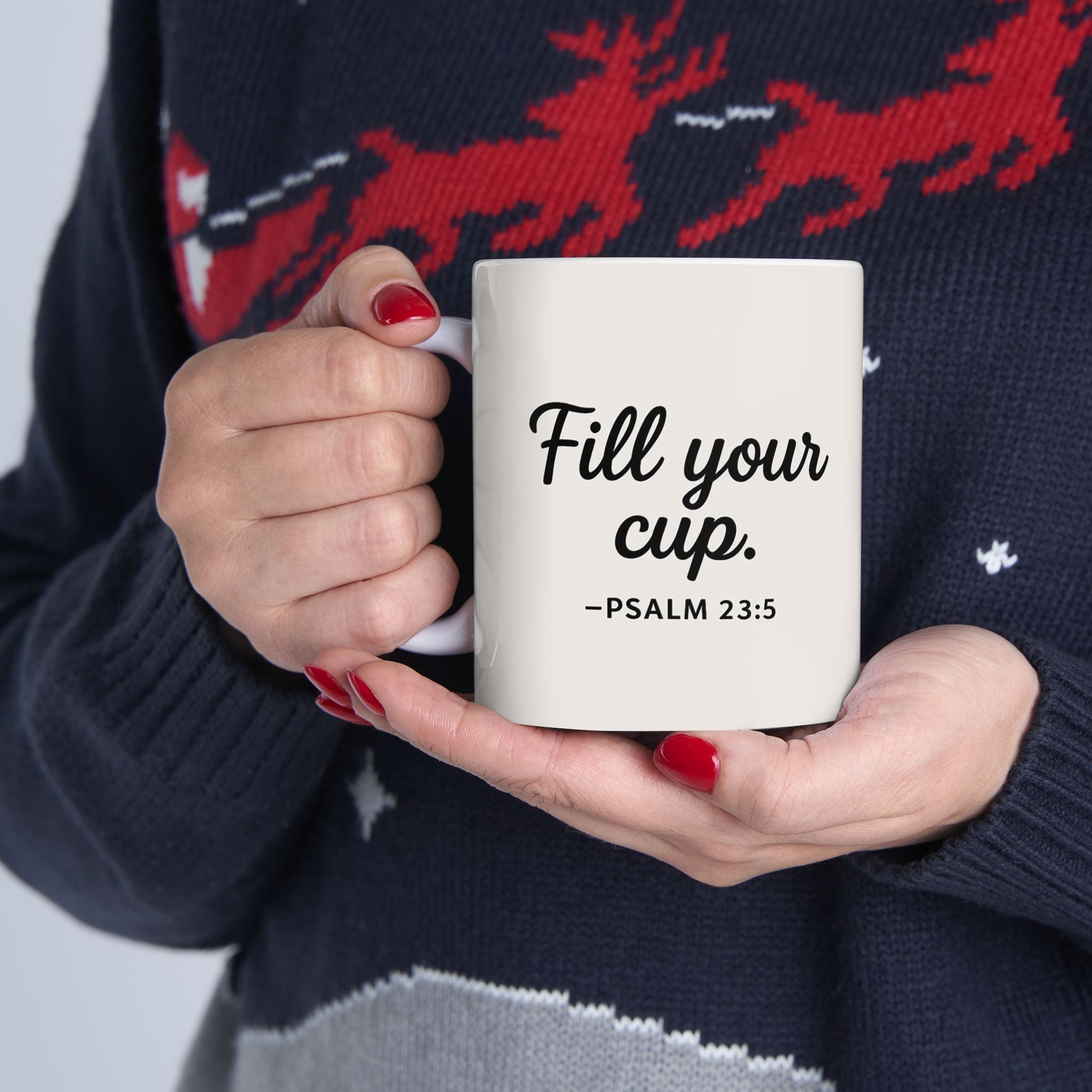 Fill Your Cup Coffee Mug – Psalm 23:5 | Christian Inspirational Mug | Faith-Based Gift