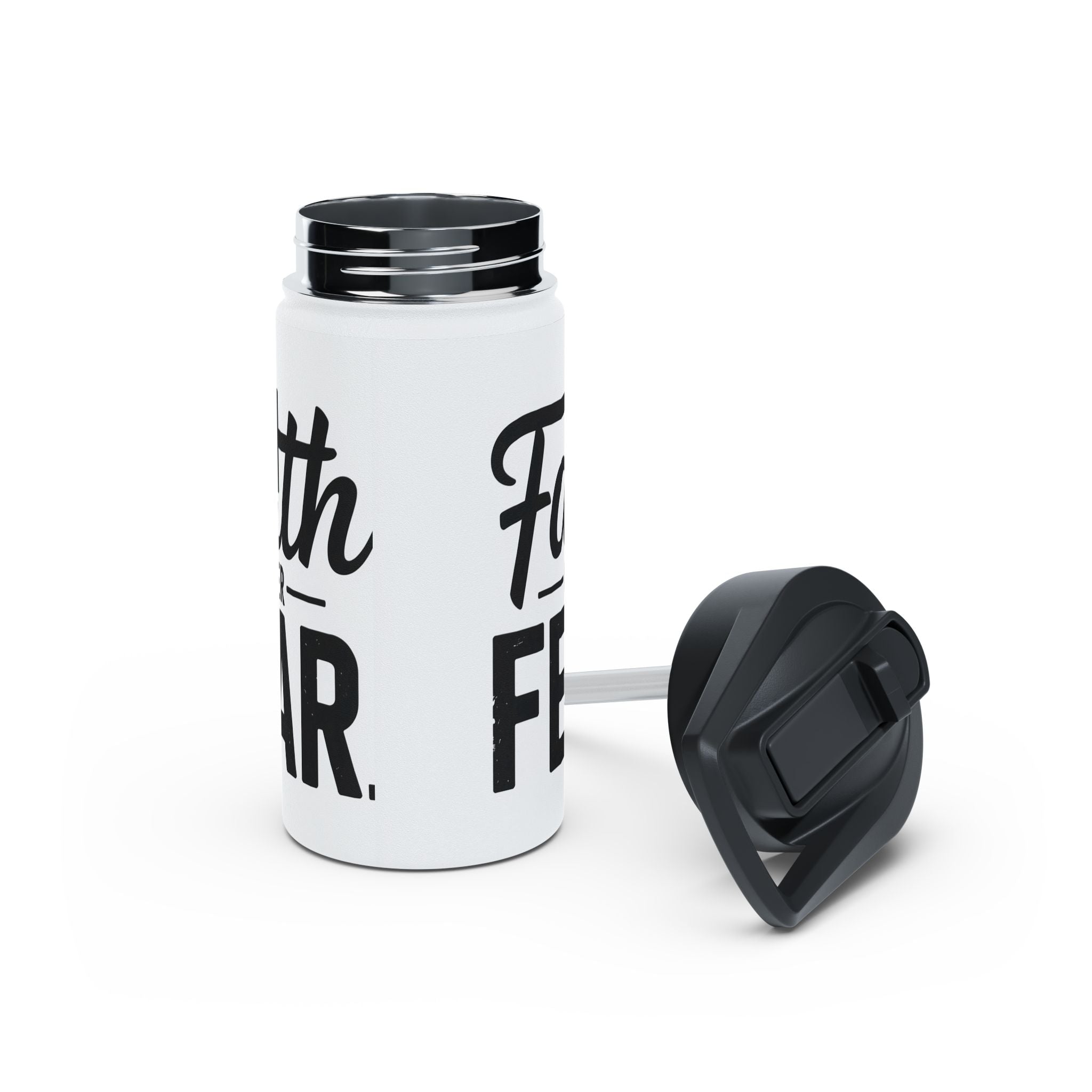 Faith Over Fear White Water Bottle | Christian Inspirational Drinkware | Faith-Based Gift