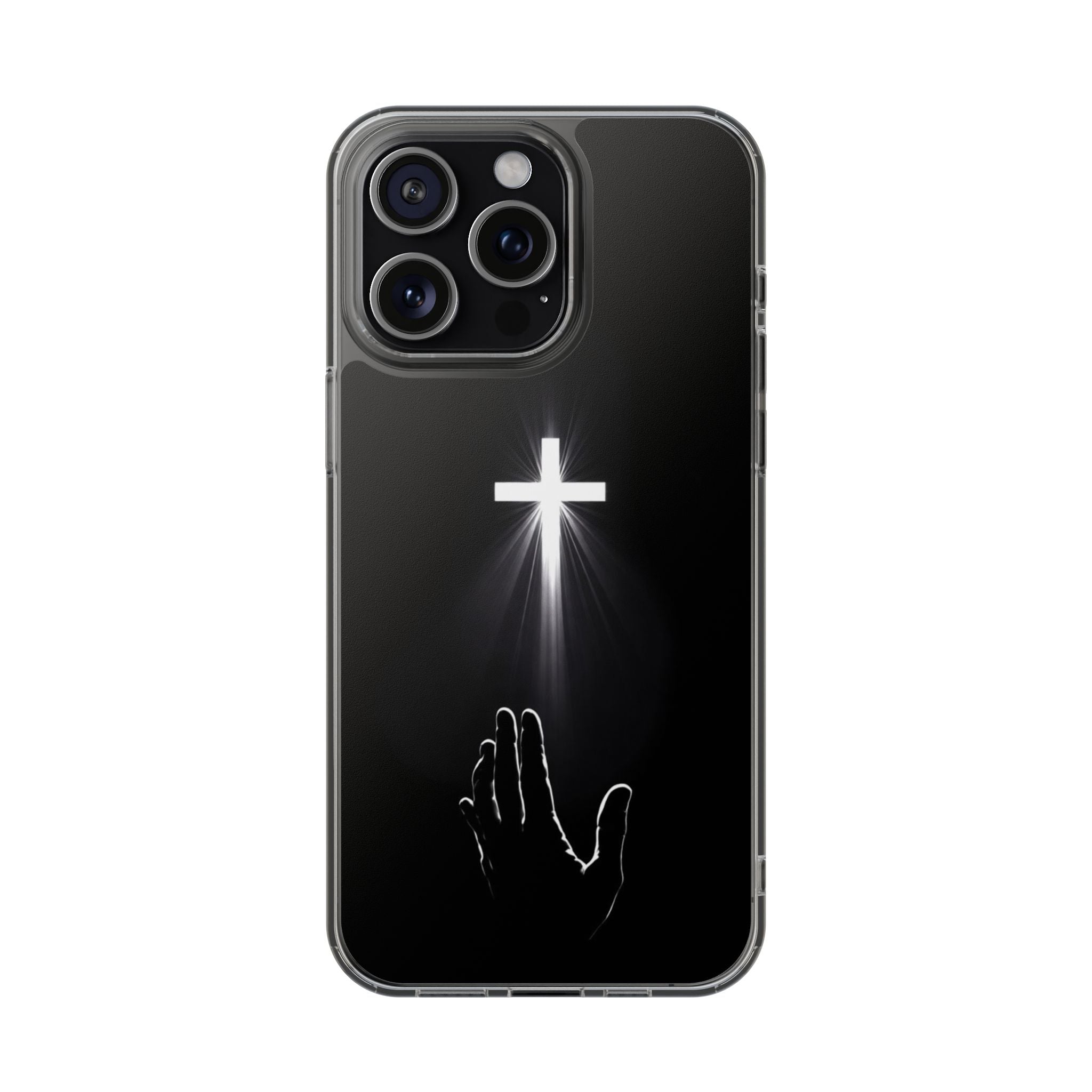 Christian Phone Case with Glowing Cross – Faith Over Fear Inspirational Protective iPhone Case | Religious Christian Cover