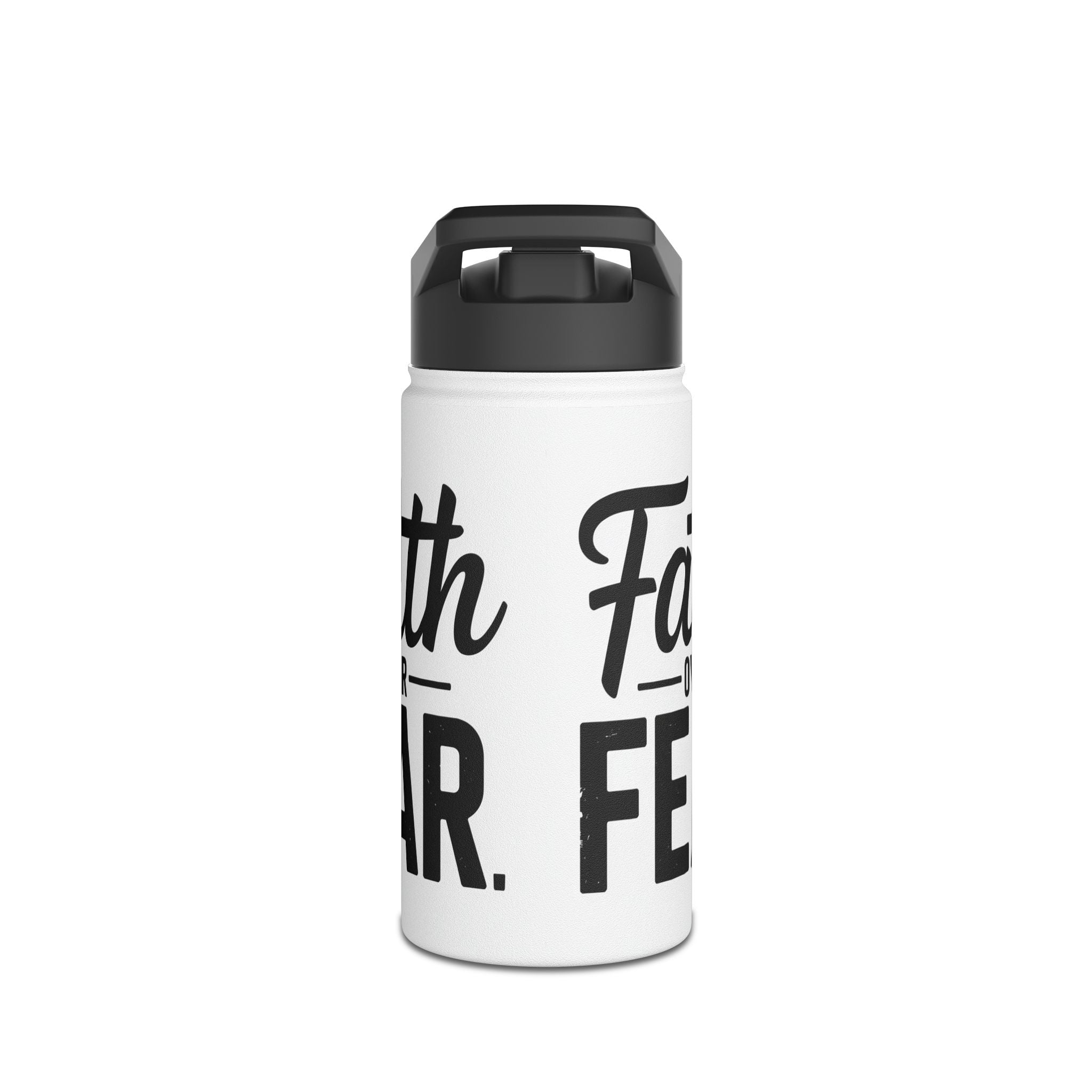 Faith Over Fear White Water Bottle | Christian Inspirational Drinkware | Faith-Based Gift