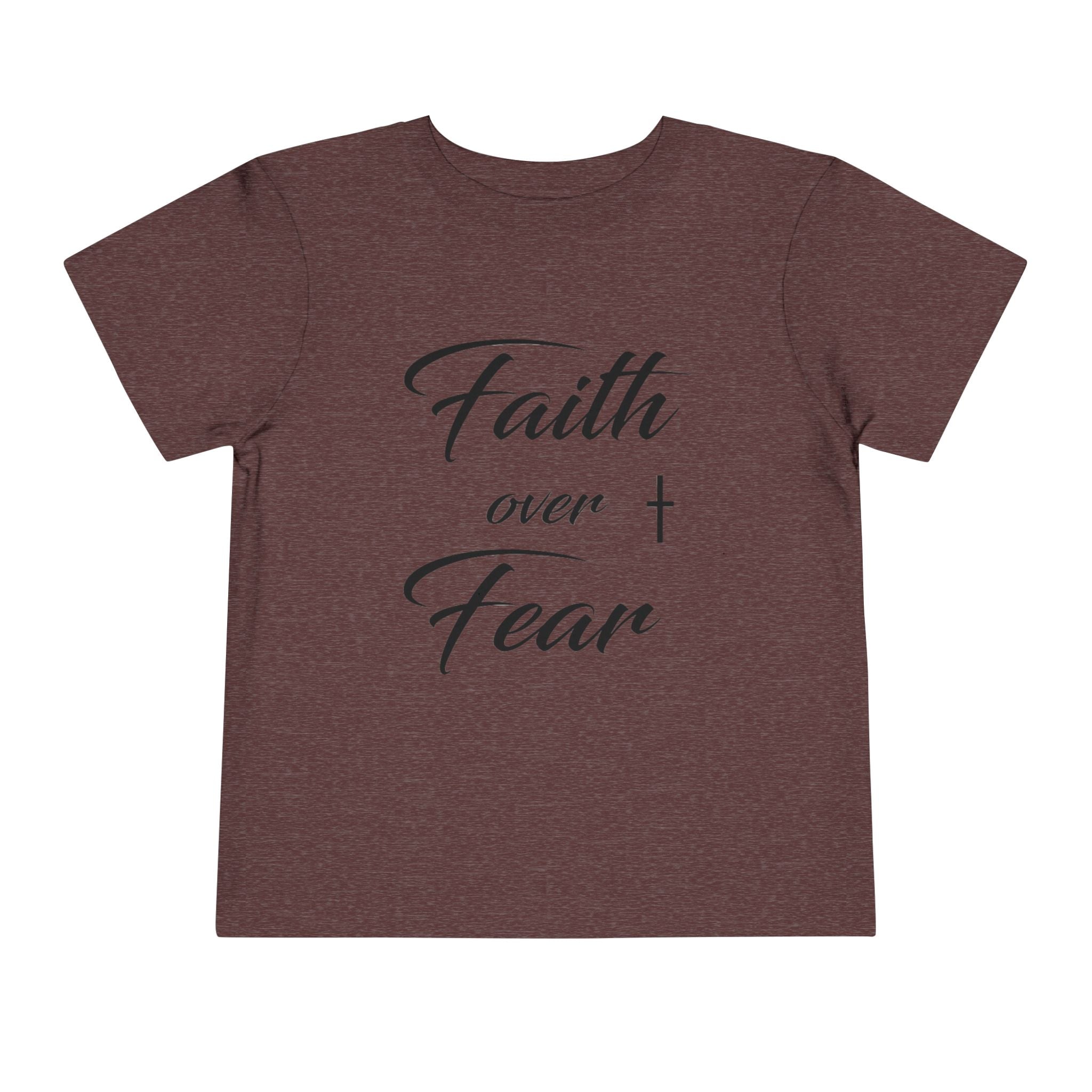 Toddler Christian T-Shirt “Faith Over Fear” – Inspirational Faith-Based Tee for Boys & Girls