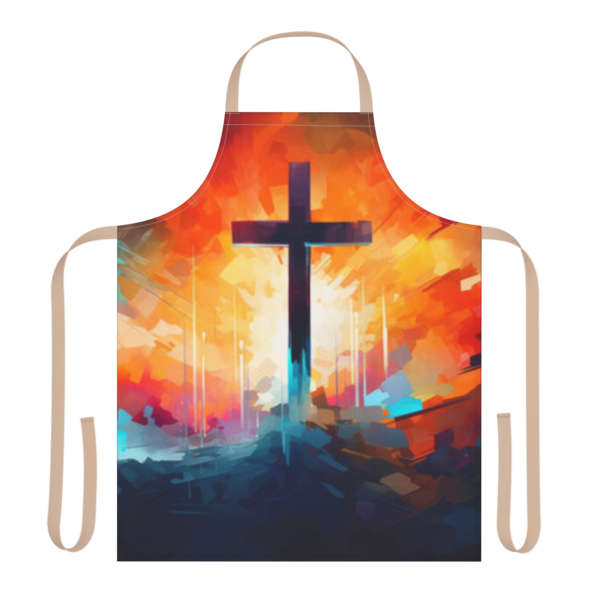 Radiant Cross Christian Kitchen Apron – Faith-Inspired Cooking & Baking Apron, Inspirational Christian Home Gift