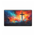Christian Desk Mat with Cross Artwork – Faith-Inspired Extended Mouse Pad for Office & Home Workspace