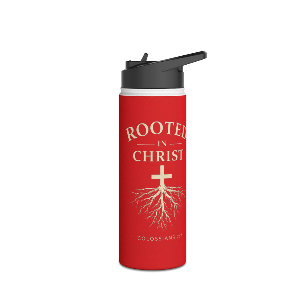 Rooted in Christ Christian Water Bottle – Colossians 2:7 Faith-Based Stainless Steel Tumbler, Inspirational Scripture Drinkware
