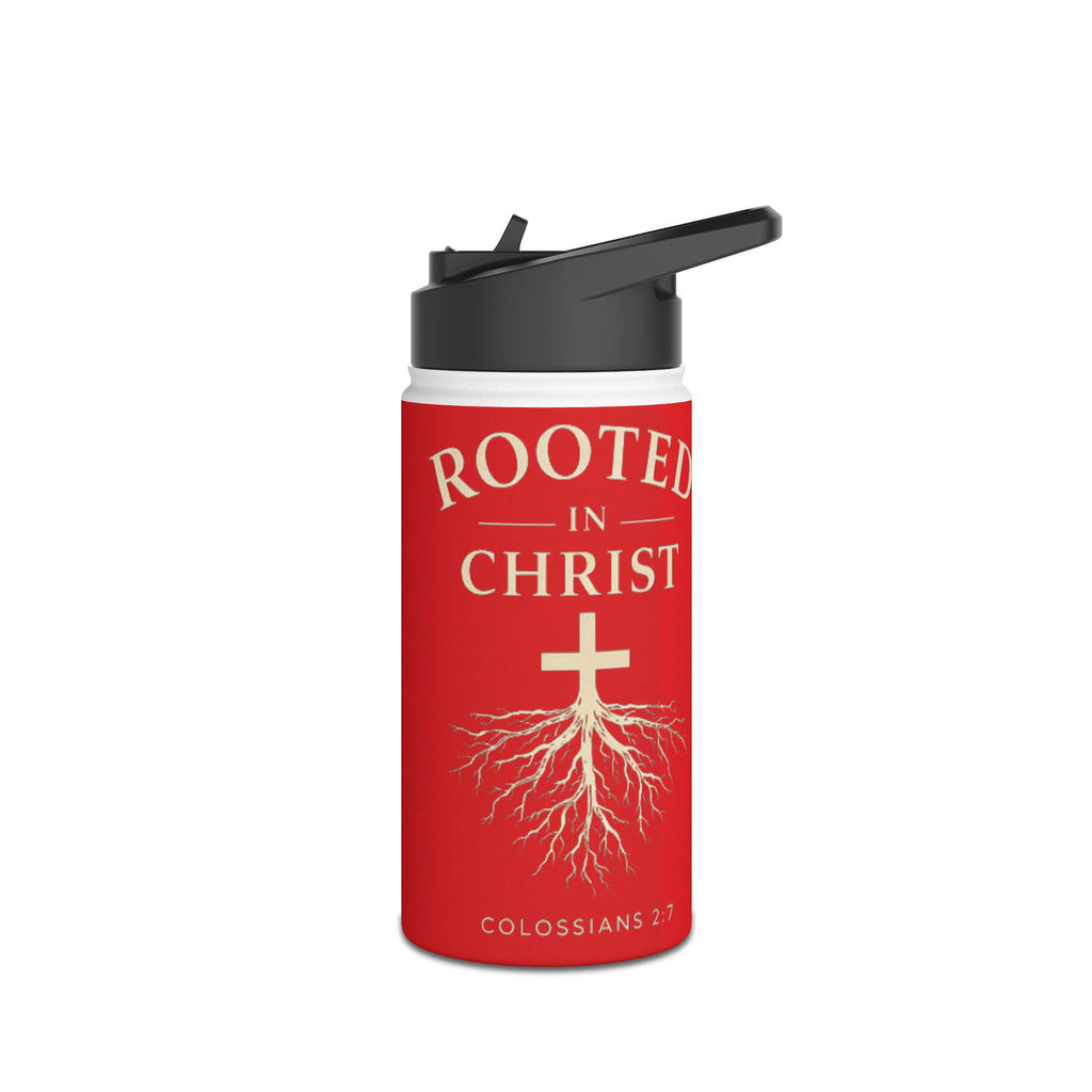 Rooted in Christ Christian Water Bottle – Colossians 2:7 Faith-Based Stainless Steel Tumbler, Inspirational Scripture Drinkware