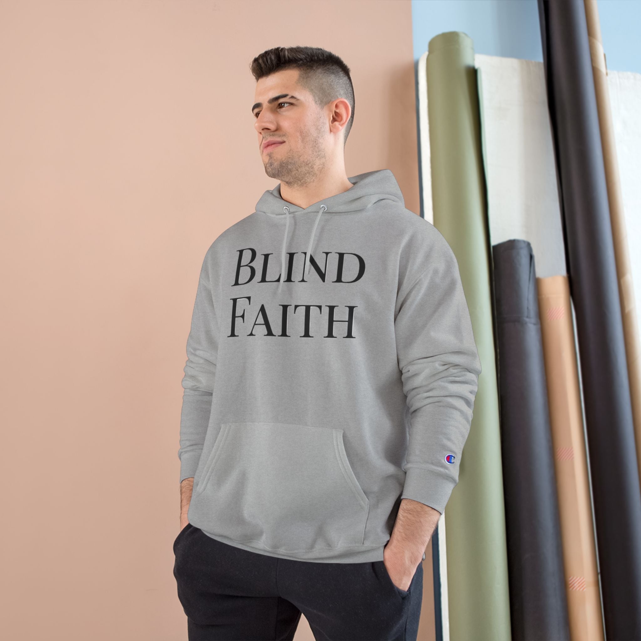 Blind Faith Hoodie | Minimalist Christian Champion Pullover | F&H Co. Back Print | Faith and Home Co