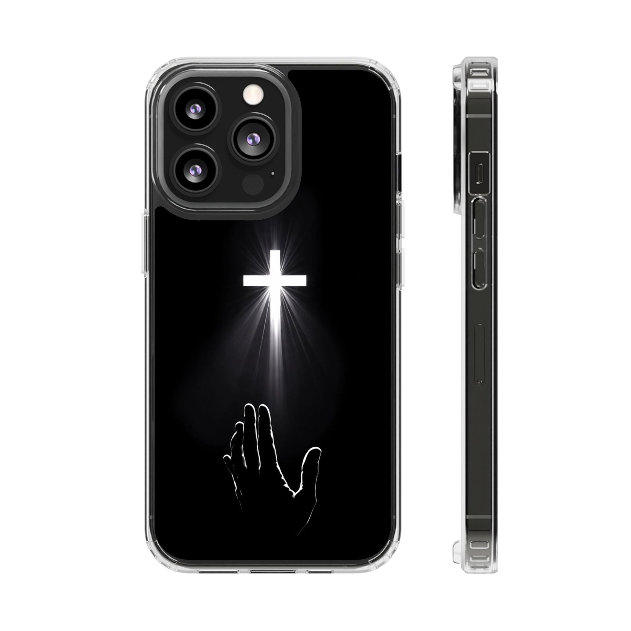 Christian Phone Case with Glowing Cross – Faith Over Fear Inspirational Protective iPhone Case | Religious Christian Cover