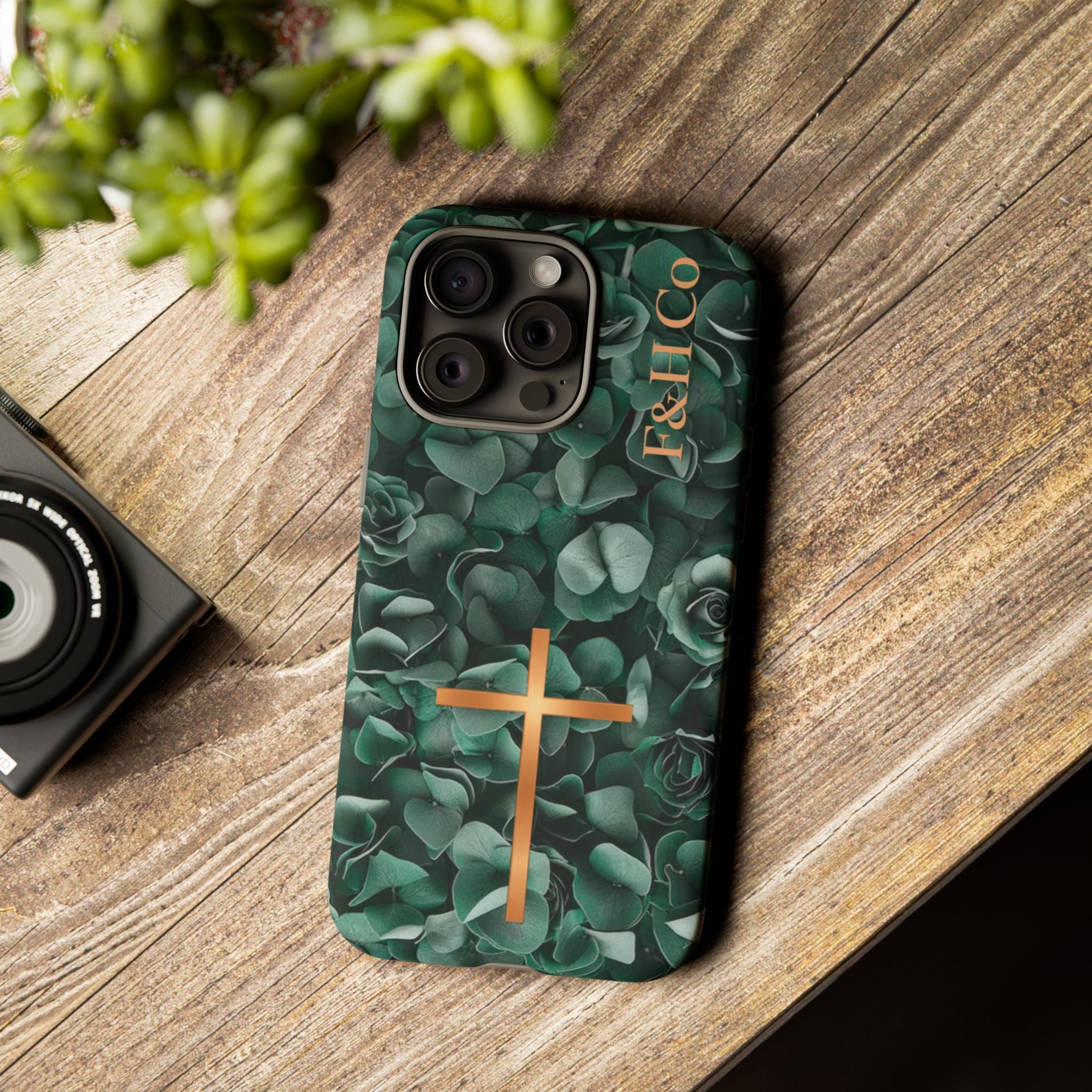 Christian Floral iPhone Case with Cross – Forest Green Faith Phone Cover | Faith & Home Co