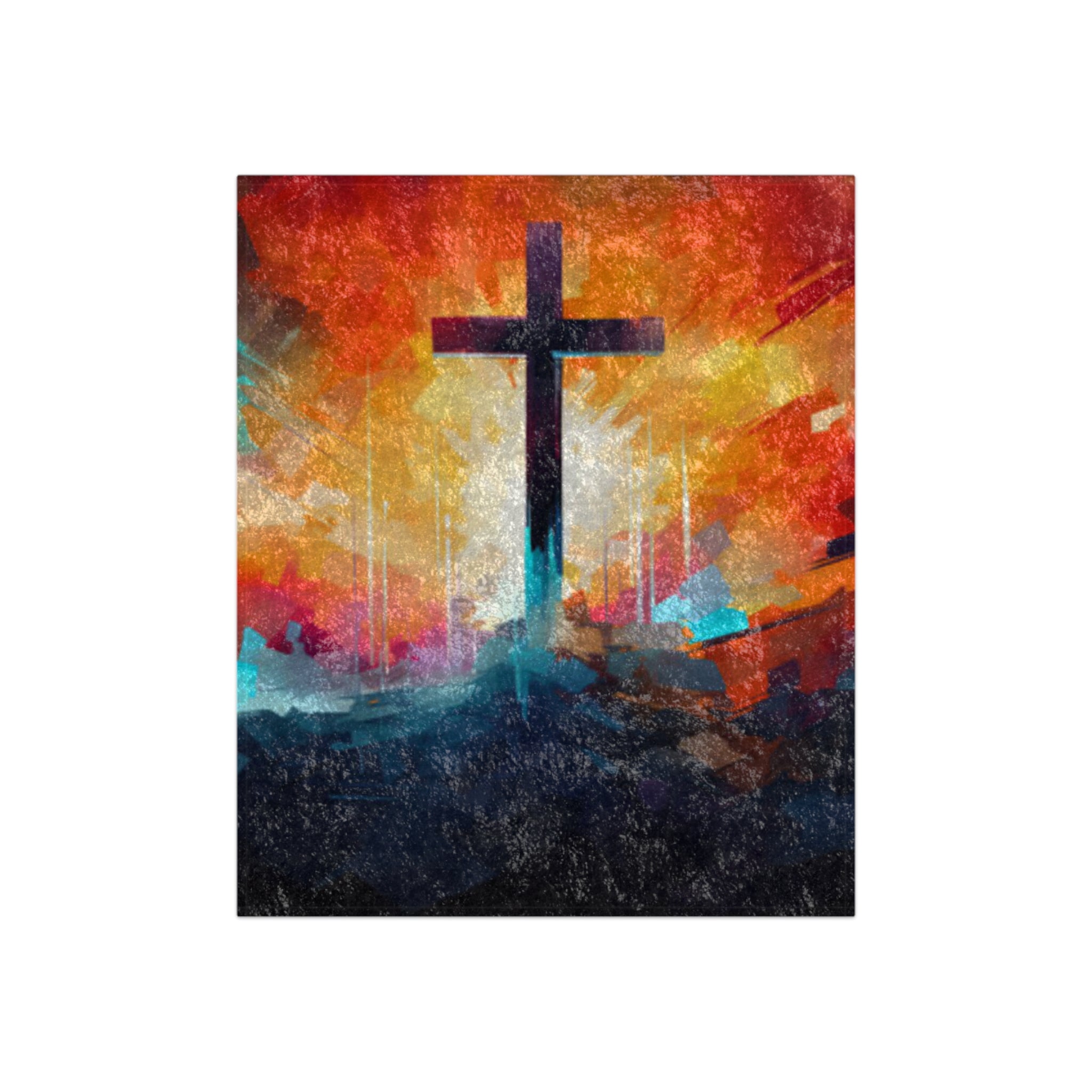 Vibrant Cross Christian Blanket – Faith-Based Bedding, Inspirational Throw for Bedroom or Living Room