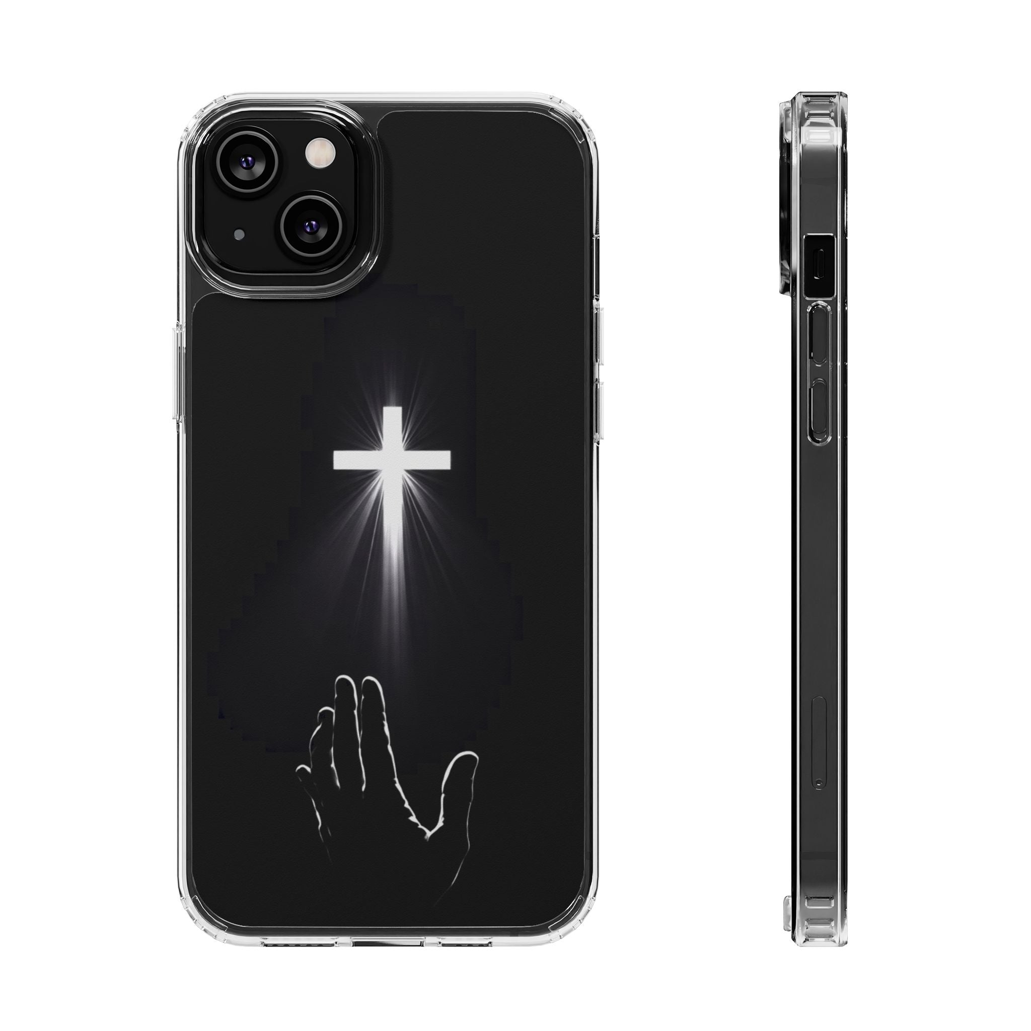 Christian Phone Case with Glowing Cross – Faith Over Fear Inspirational Protective iPhone Case | Religious Christian Cover