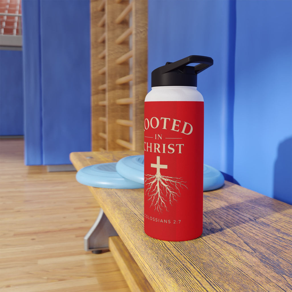 Rooted in Christ Christian Water Bottle – Colossians 2:7 Faith-Based Stainless Steel Tumbler, Inspirational Scripture Drinkware
