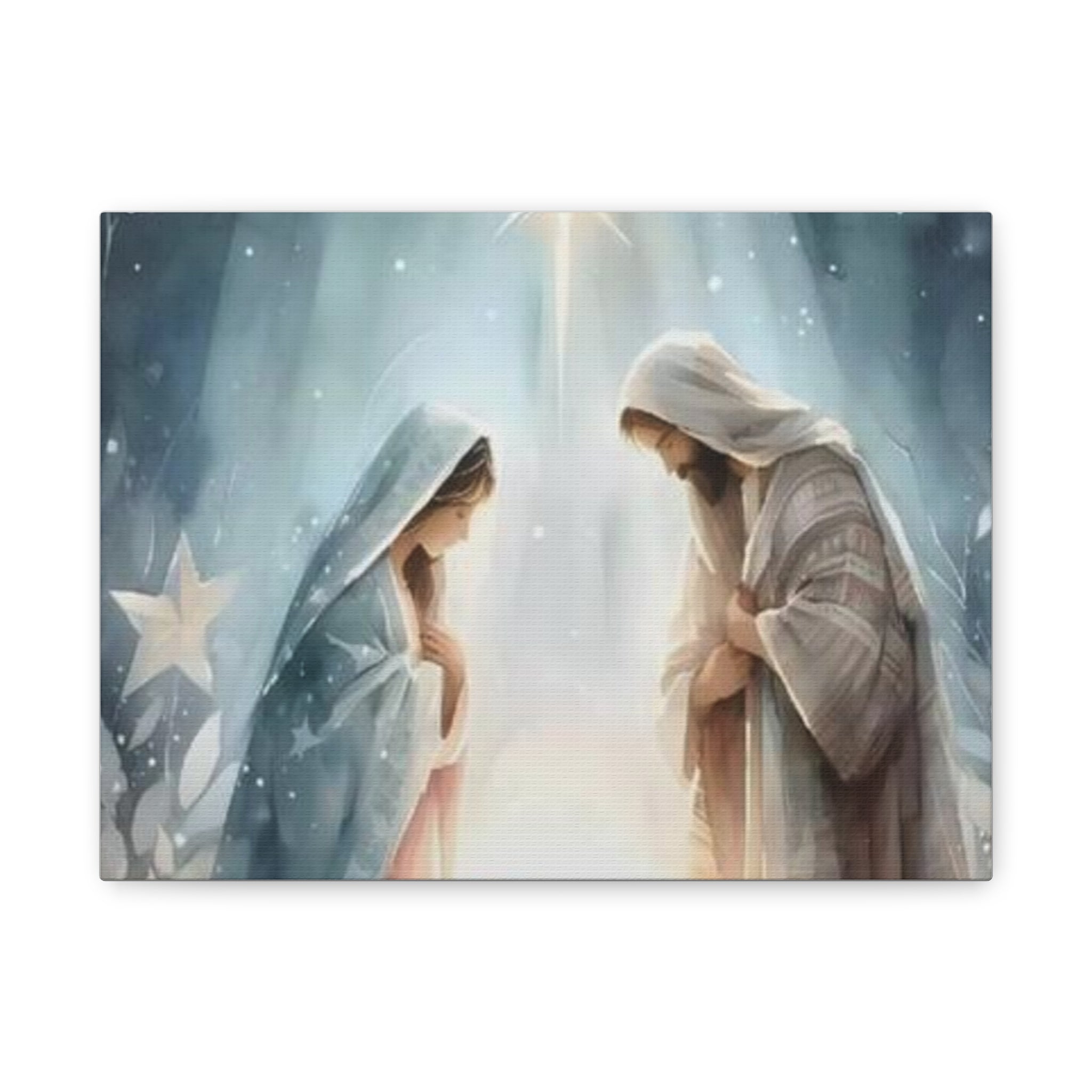Holy Family Nativity Canvas Wall Art – Mary and Joseph Christian Christmas Artwork, Faith-Inspired Home Décor