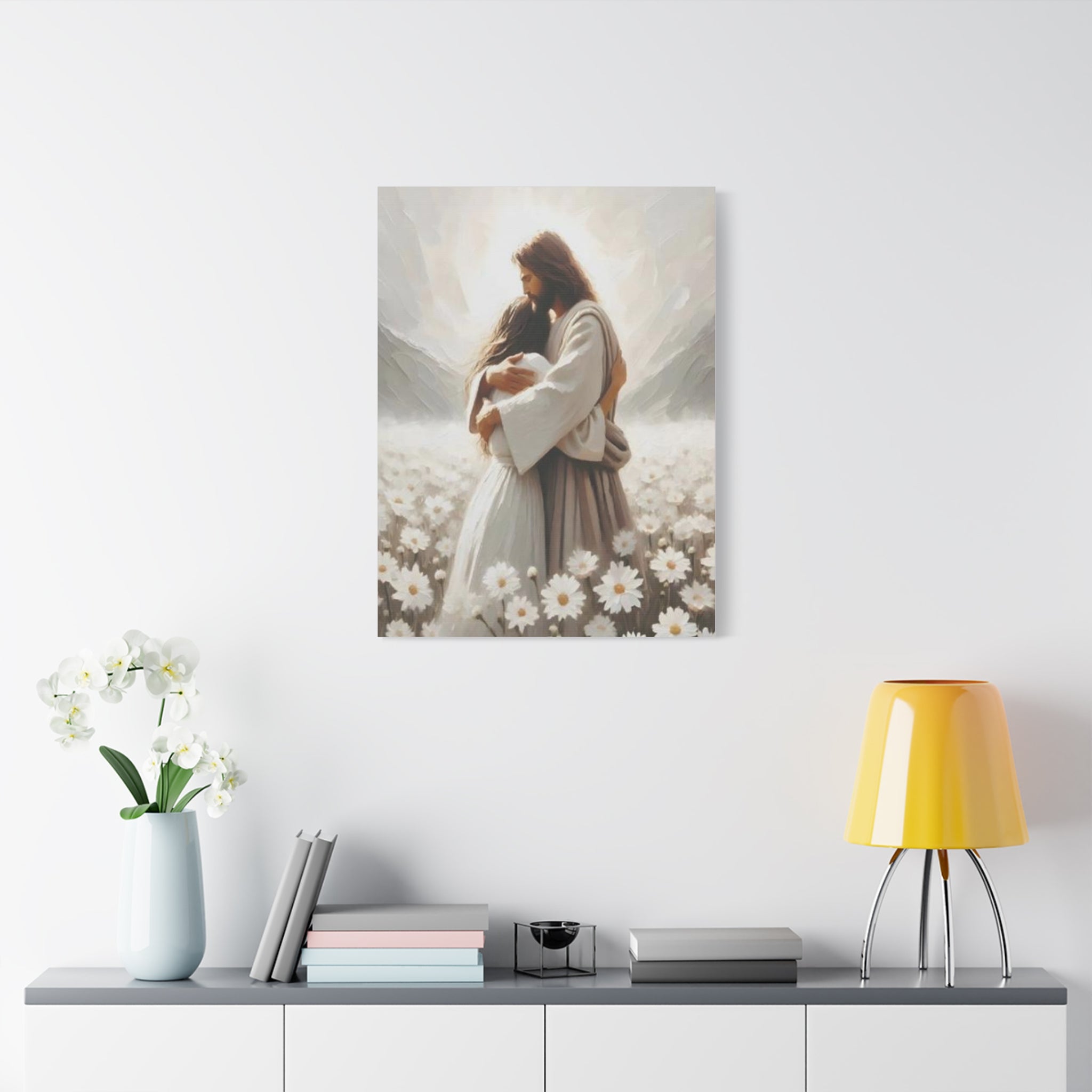 Jesus Embrace Canvas Wall Art – Christian Faith Artwork of Christ’s Love | Inspirational Christian Home Décor