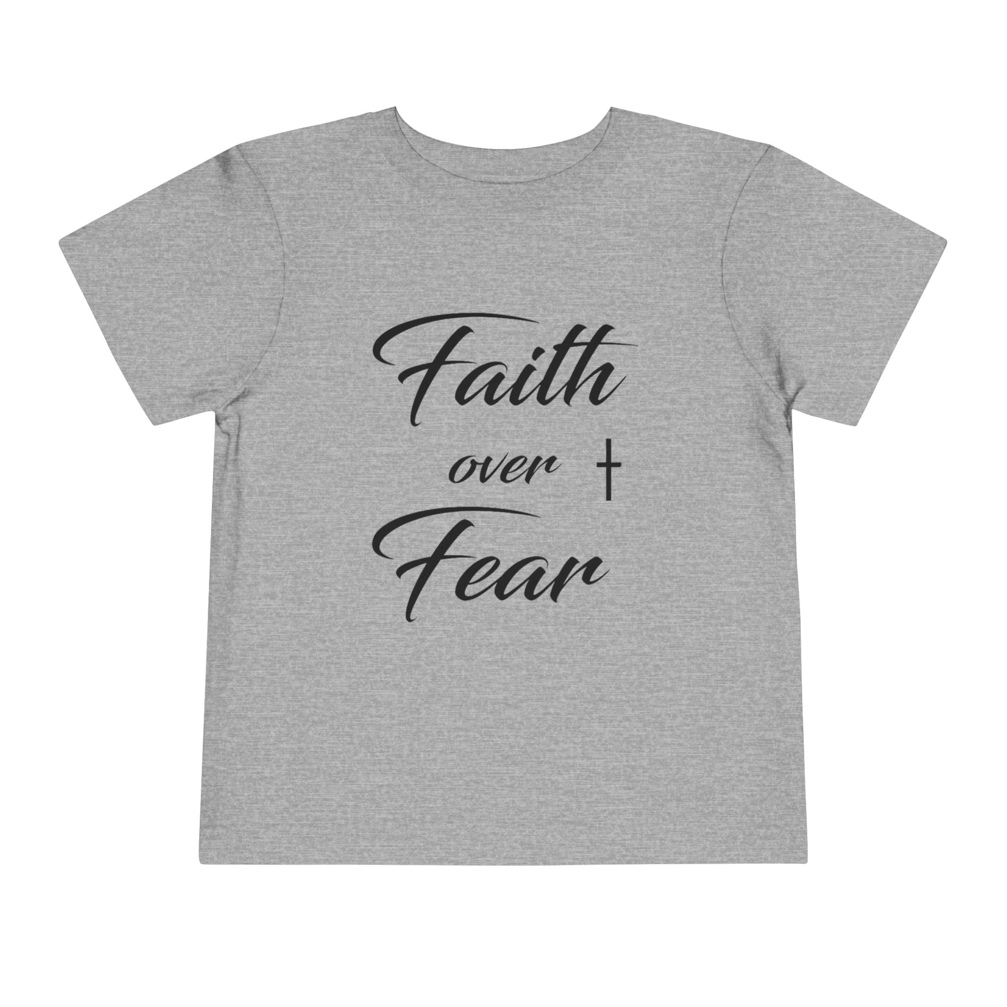 Toddler Christian T-Shirt “Faith Over Fear” – Inspirational Faith-Based Tee for Boys & Girls