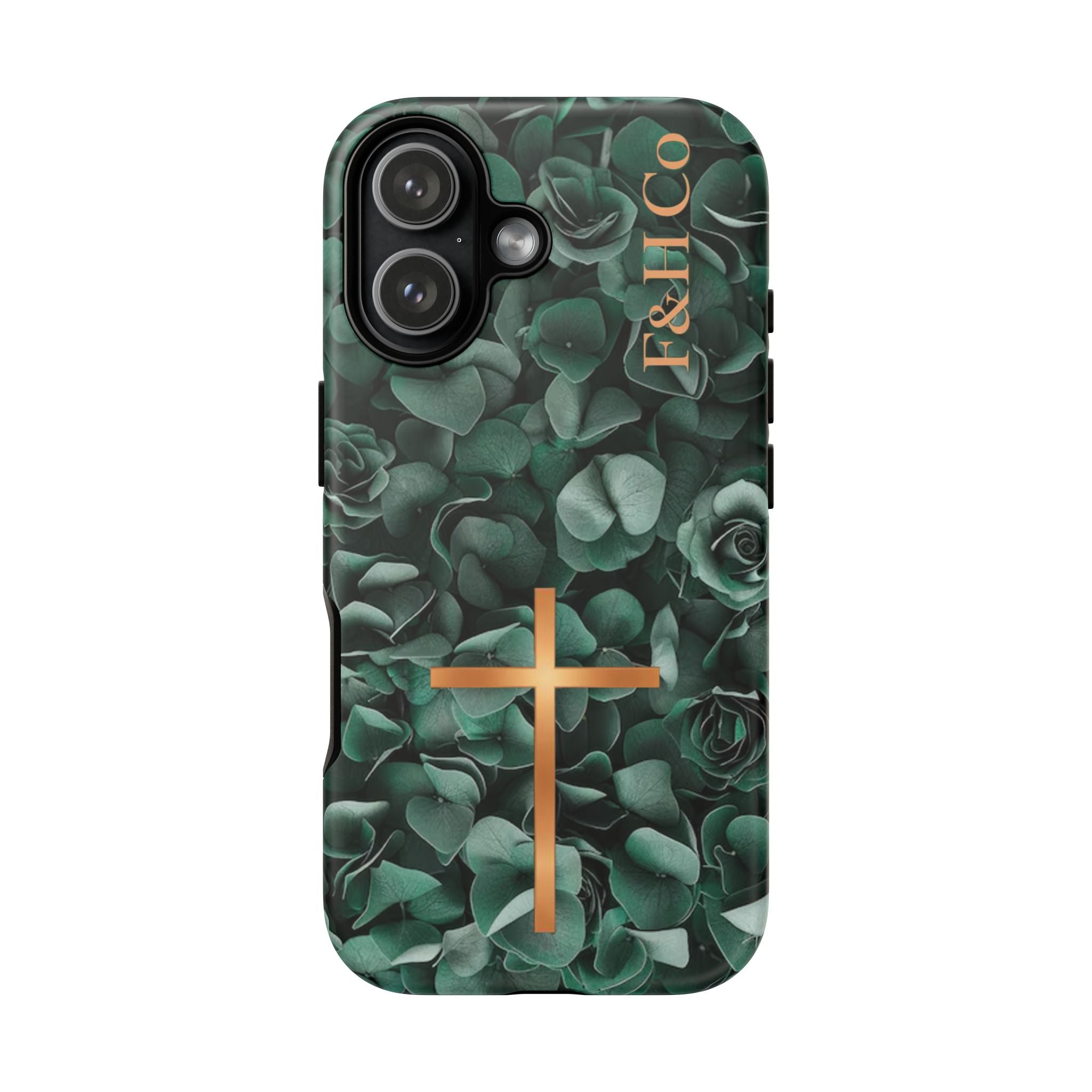 Christian Floral iPhone Case with Cross – Forest Green Faith Phone Cover | Faith & Home Co