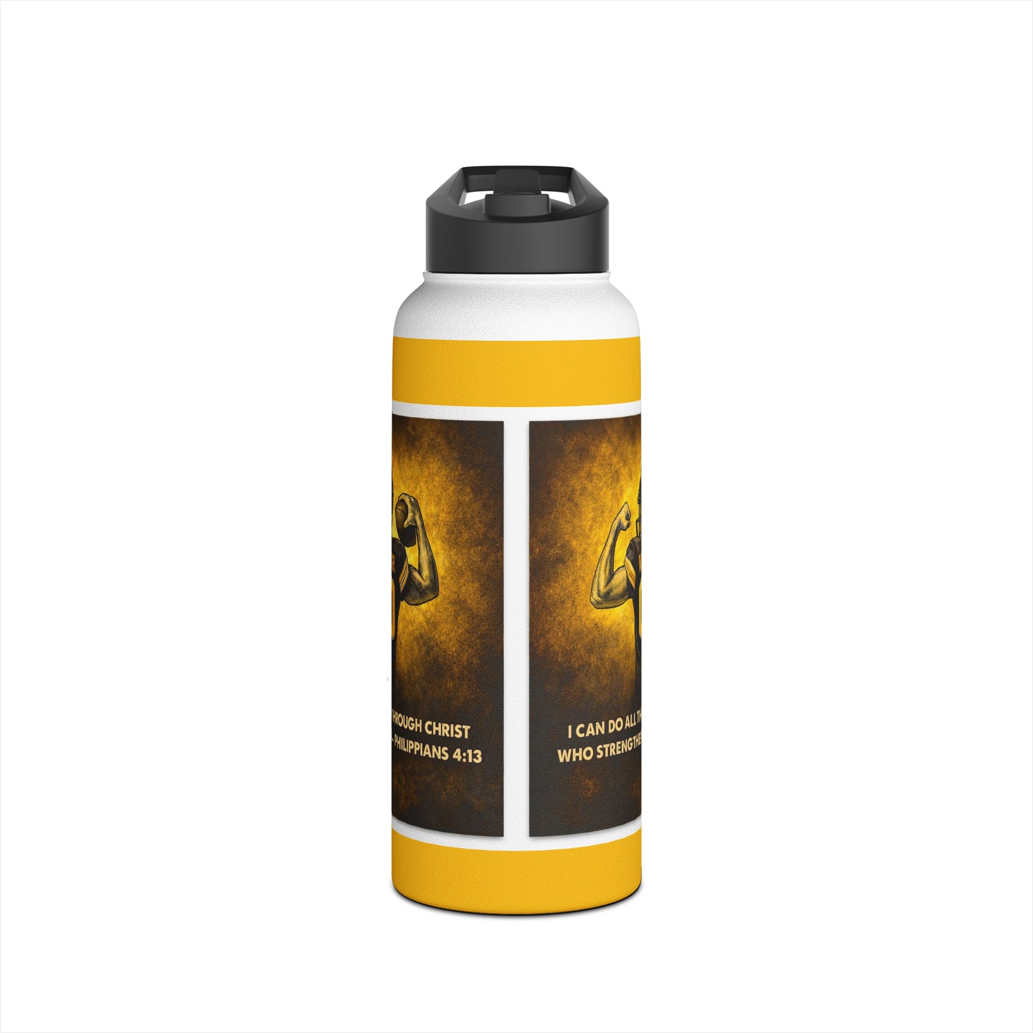 Inspirational Christian Water Bottle – “I Can Do All Things” Philippians 4:13 – Faith Motivational Sports Bottle