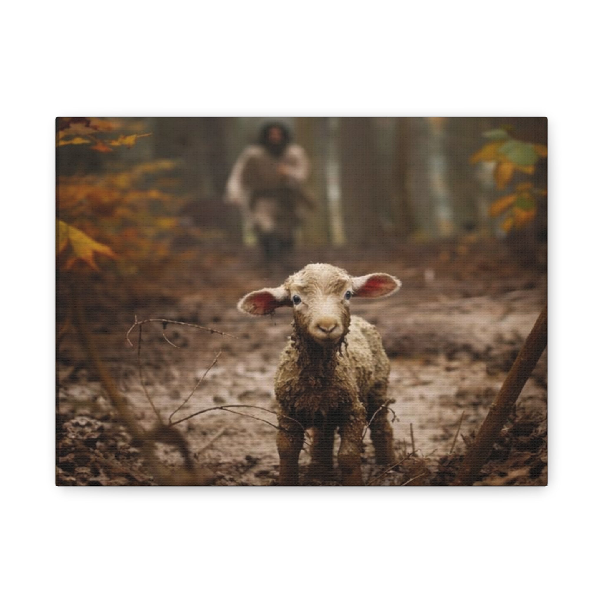 The Lost Lamb Canvas Wall Art | Faith-Inspired Christian Home Décor | Shepherd & Lamb Biblical Artwork