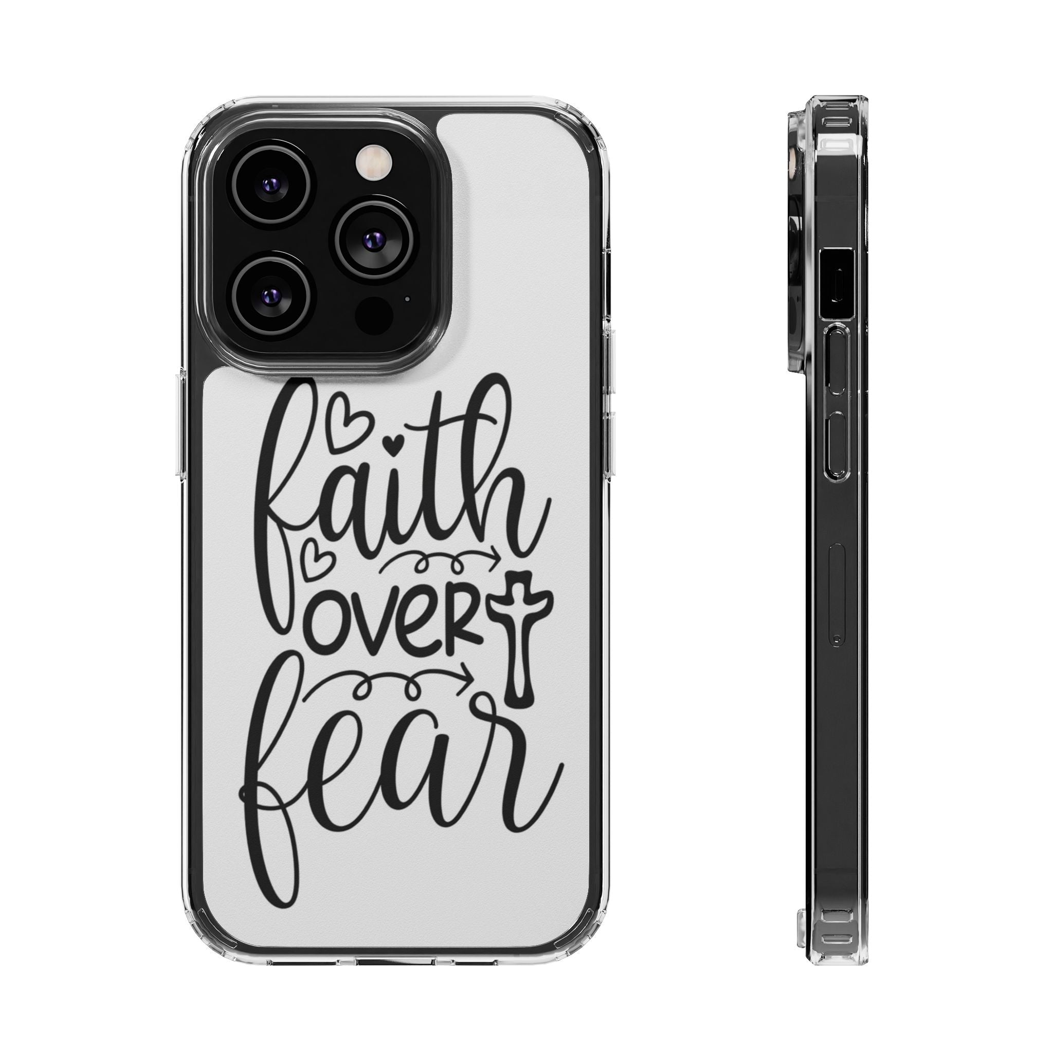Faith Over Fear Christian Phone Case – Inspirational Scripture iPhone Case, Clear Faith-Based Protective Cover