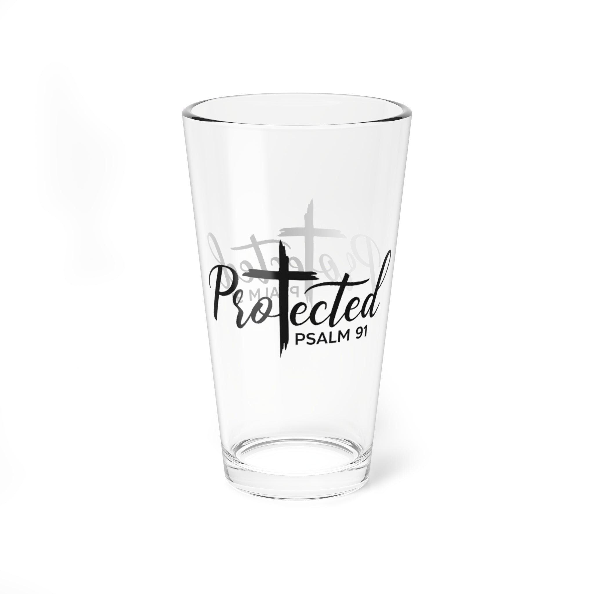 Protected Psalm 91 Christian Glass Cup – Faith-Based Scripture Drinking Glass with Cross, Inspirational Christian Gift