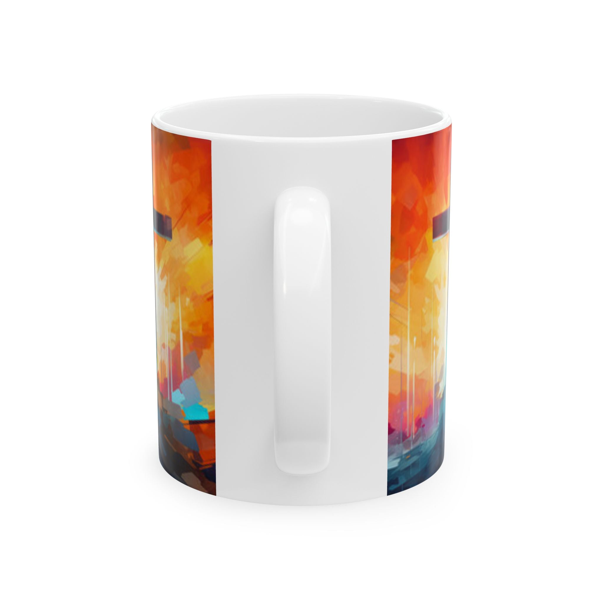 Christian Coffee Mug with Cross – Inspirational Abstract Faith Design | Gift for Believers