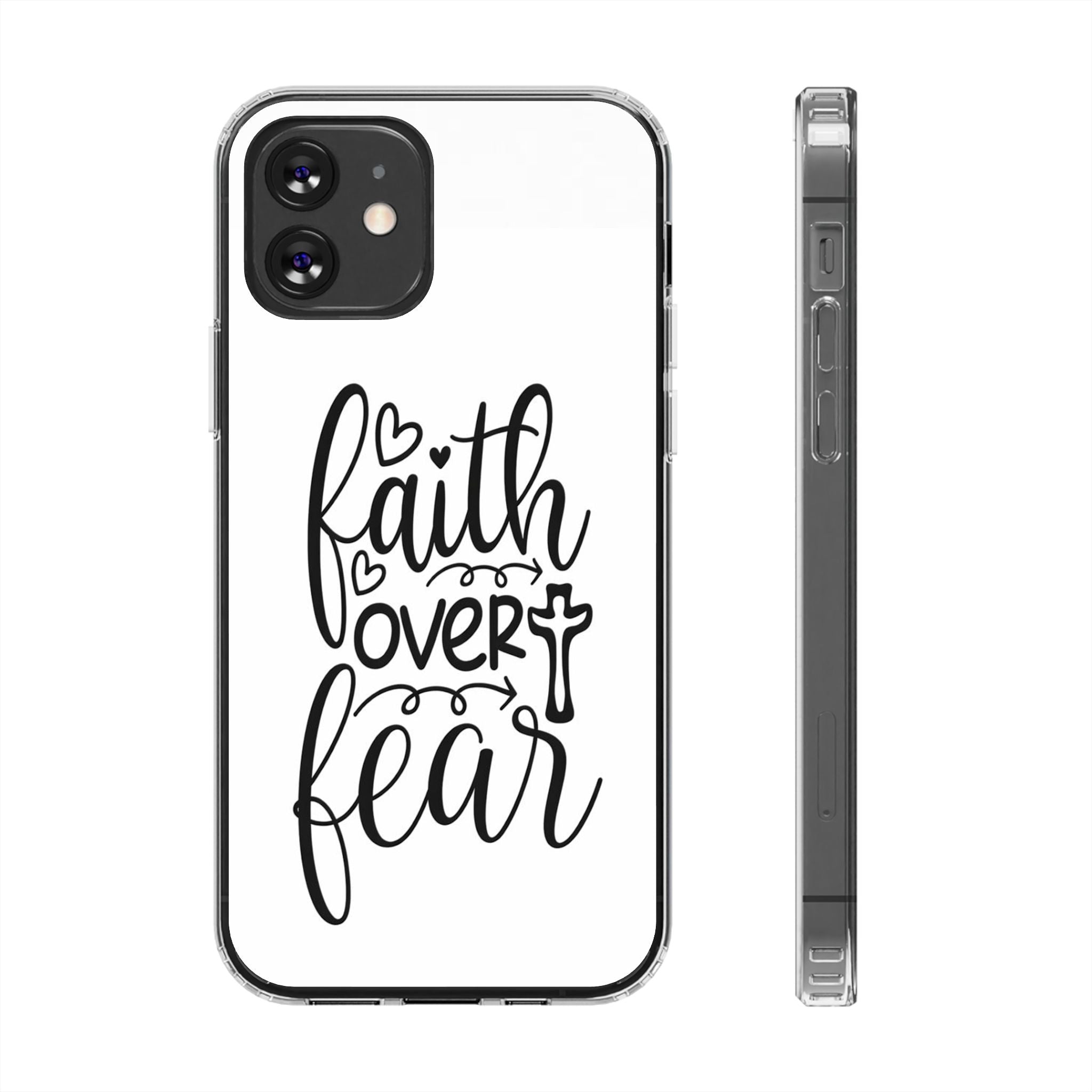 Faith Over Fear Christian Phone Case – Inspirational Scripture iPhone Case, Clear Faith-Based Protective Cover