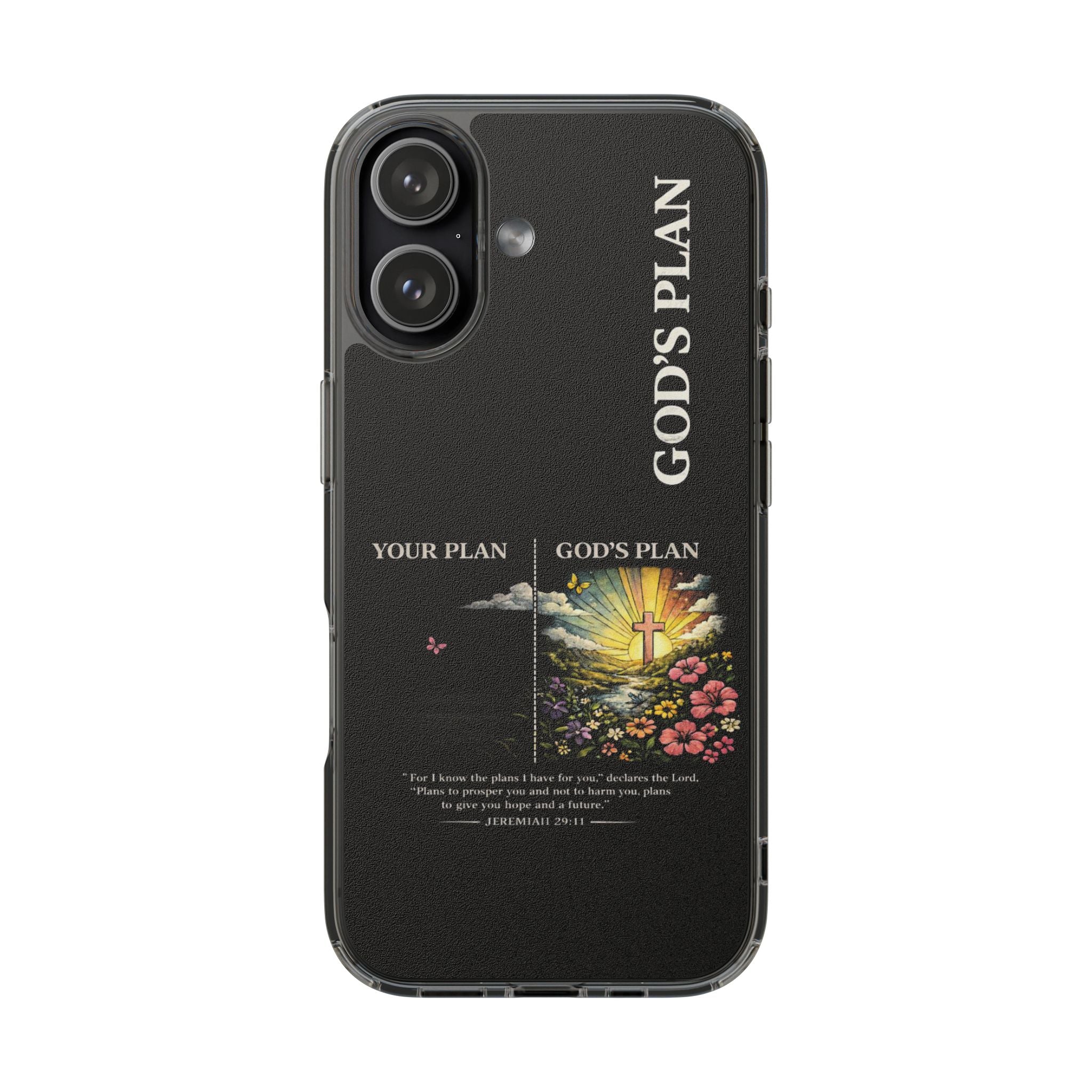 God’s Plan vs Your Plan Christian Phone Case – Jeremiah 29:11 Faith iPhone Case, Inspirational Cross & Floral Christian Phone Cover