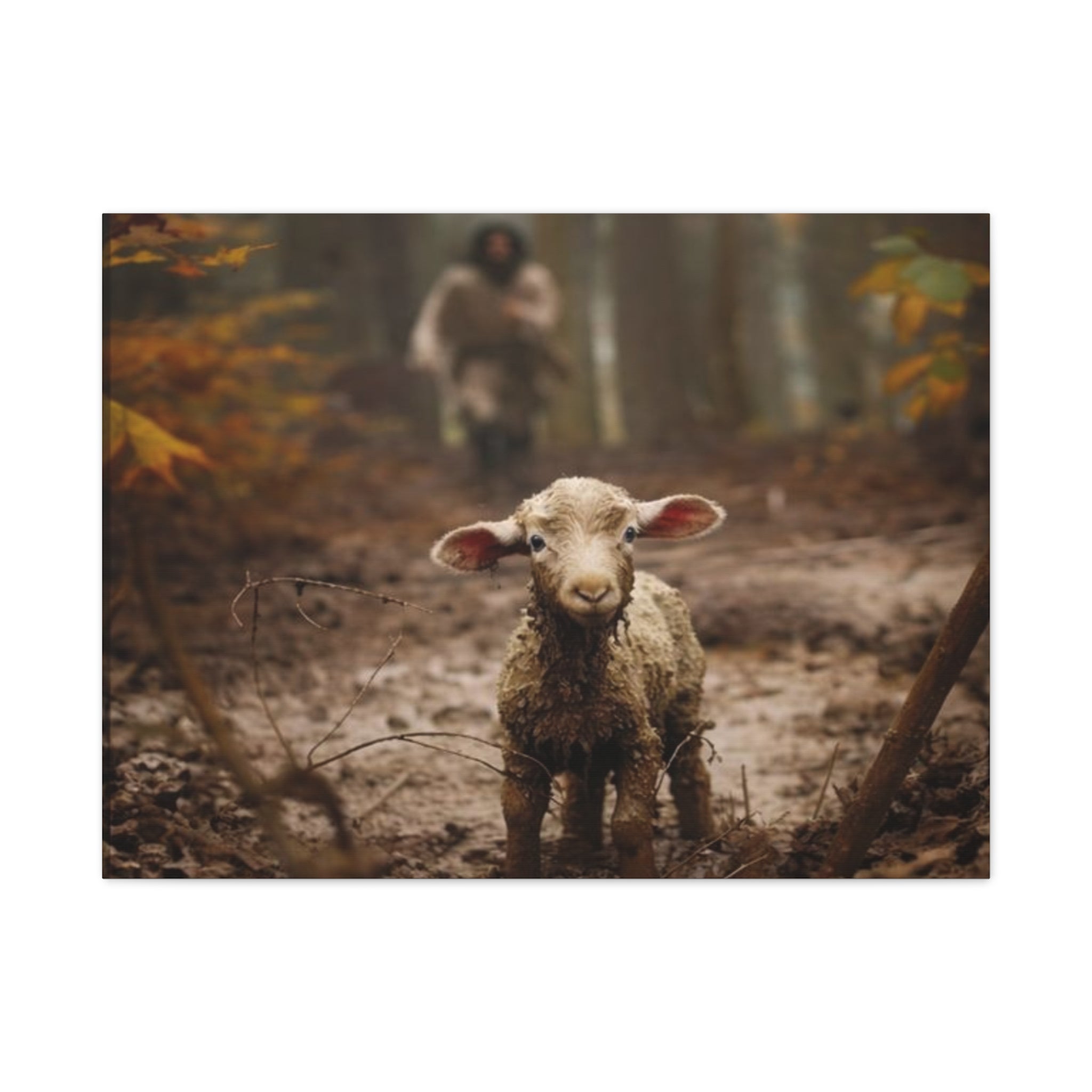 The Lost Lamb Canvas Wall Art | Faith-Inspired Christian Home Décor | Shepherd & Lamb Biblical Artwork