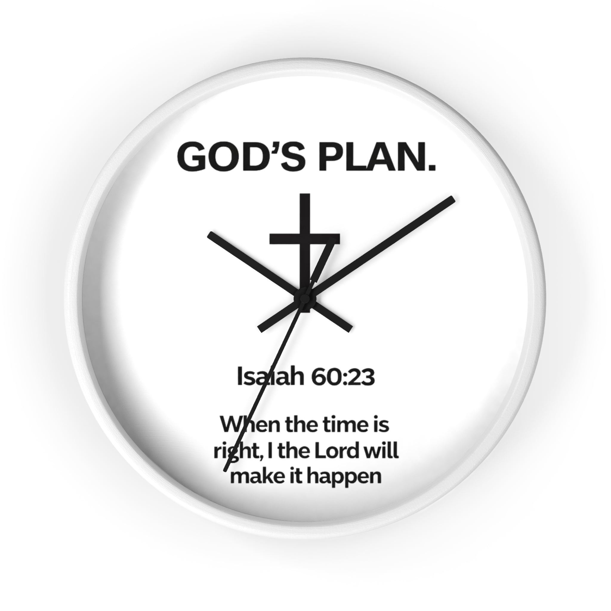 God’s Plan Christian Wall Clock – Isaiah 60:23 Scripture Faith Home Decor, Modern Black & White Inspirational Timepiece