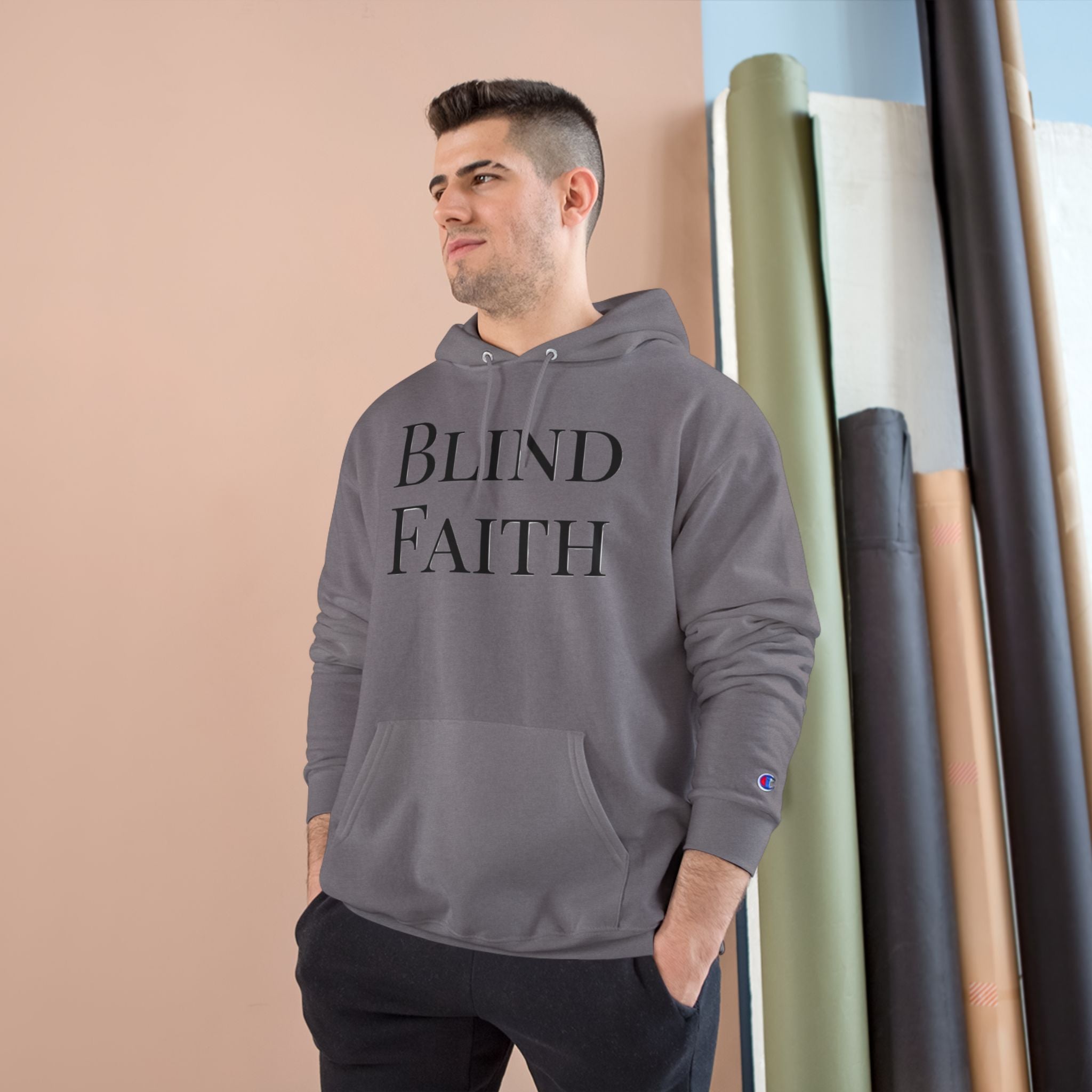 Blind Faith Hoodie | Minimalist Christian Champion Pullover | F&H Co. Back Print | Faith and Home Co
