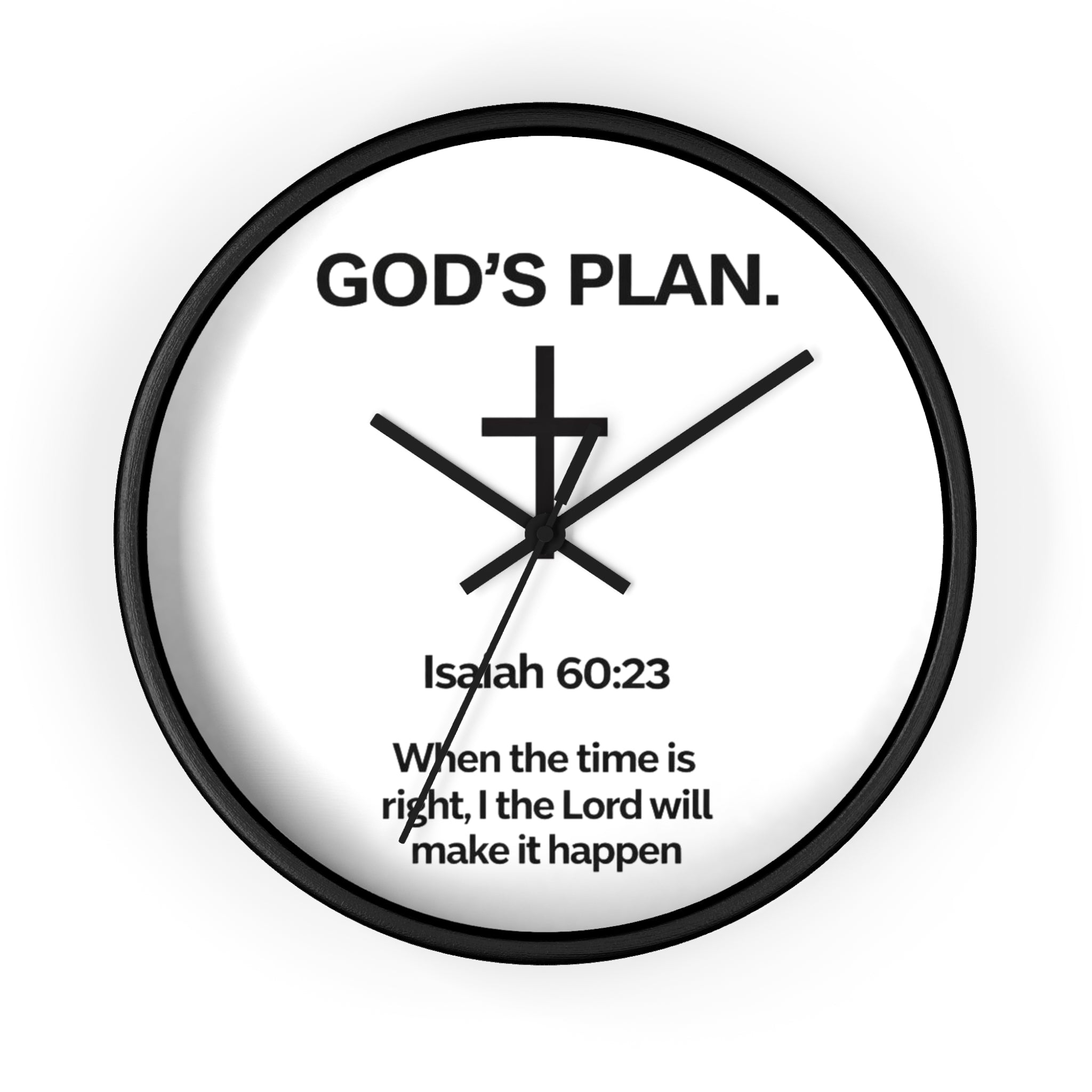 God’s Plan Christian Wall Clock – Isaiah 60:23 Scripture Faith Home Decor, Modern Black & White Inspirational Timepiece