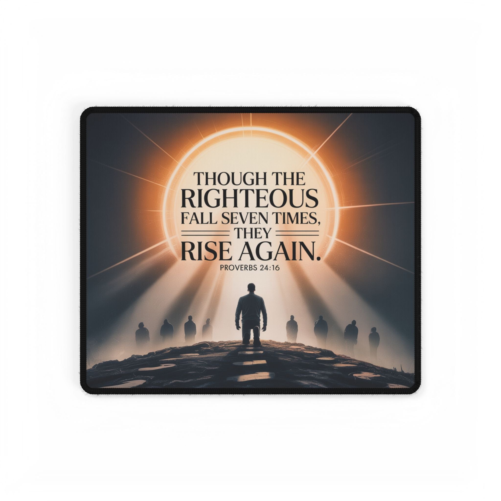 “Though the Righteous Fall” Christian Desk Mat – Proverbs 24:16 Inspirational Computer Desk Pad | Faith & Home Co.