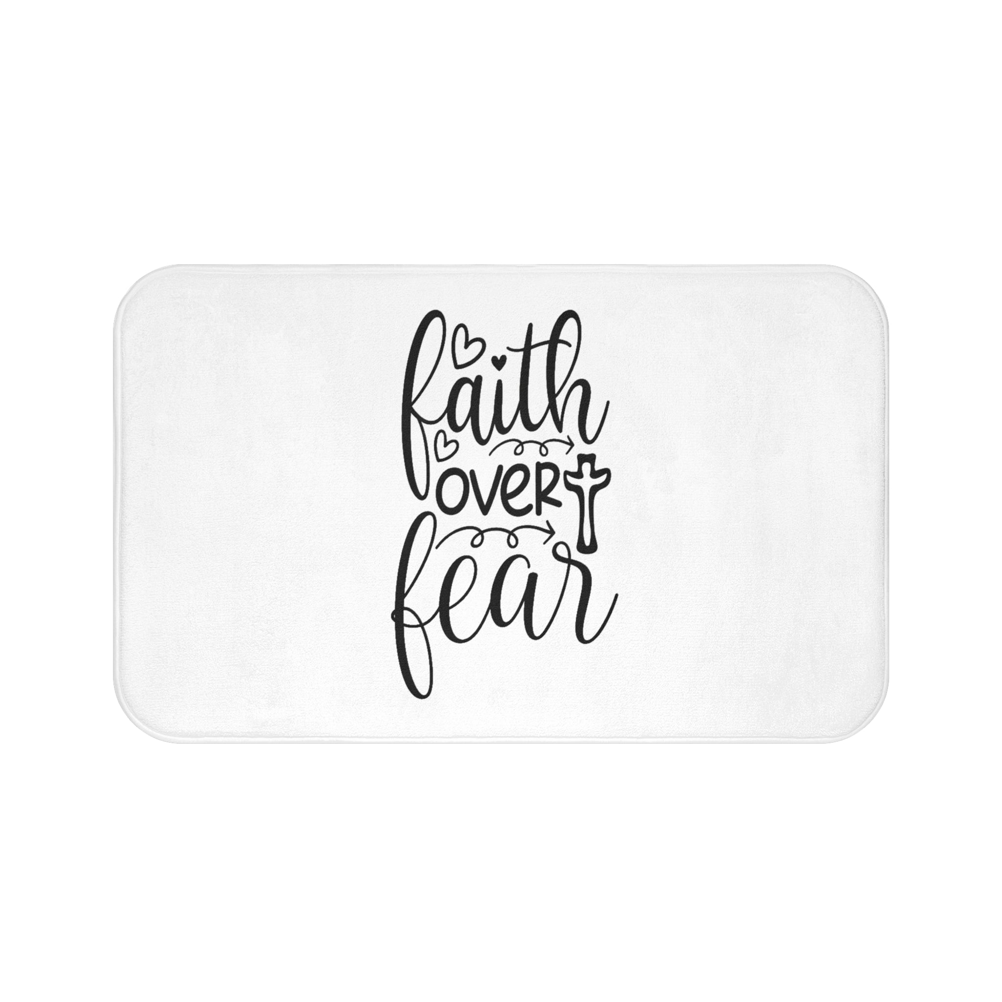 Faith Over Fear Bath Mat – Christian Bathroom Rug with Cross | Minimalist Faith Home Décor