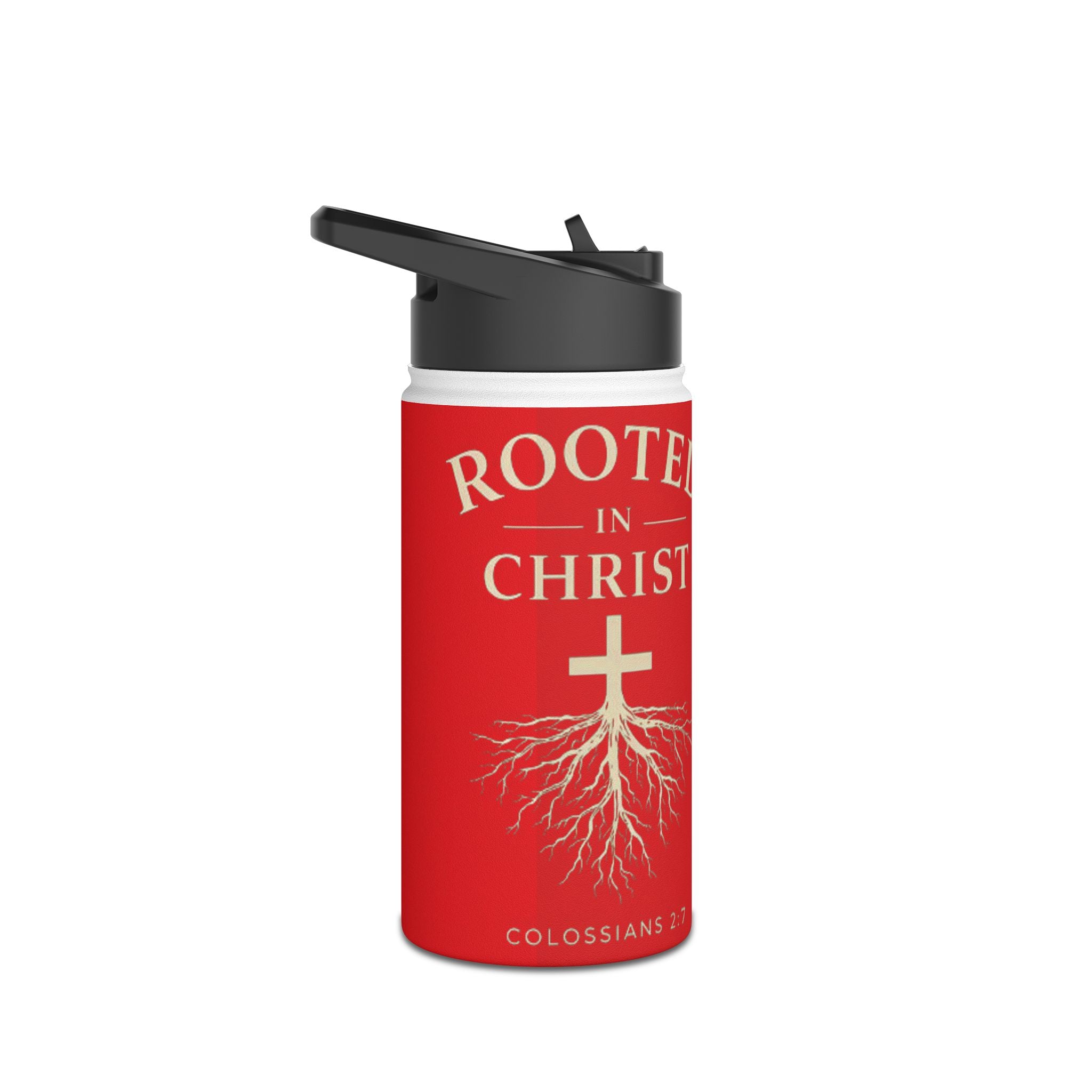 Rooted in Christ Christian Water Bottle – Colossians 2:7 Faith-Based Stainless Steel Tumbler, Inspirational Scripture Drinkware
