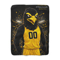 Black & Gold Basketball Sherpa Blanket – Faith-Inspired Sports Throw with Matthew 19:26 Scripture