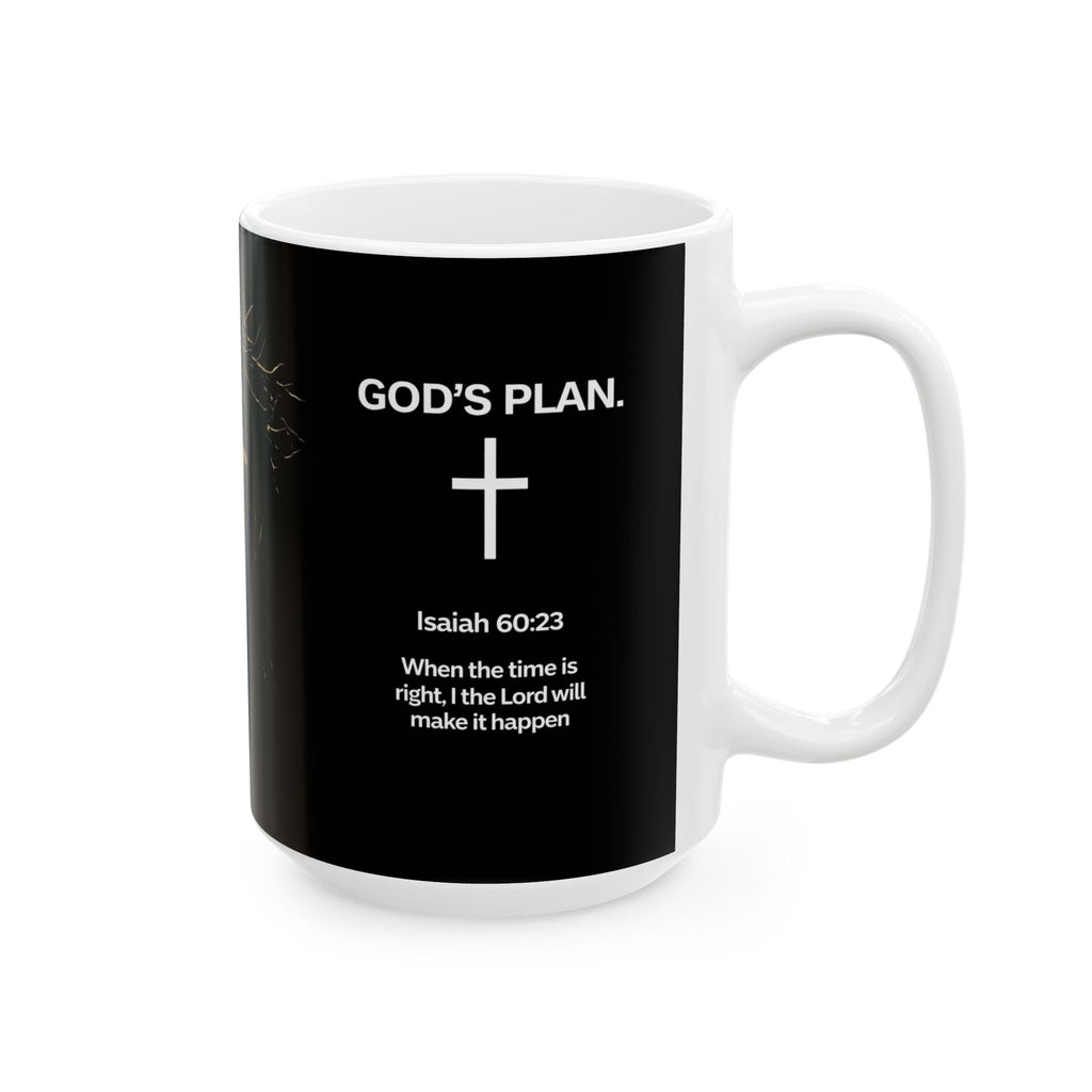 God’s Plan Christian Coffee Mug – Isaiah 60:23 Scripture Black Ceramic Cup