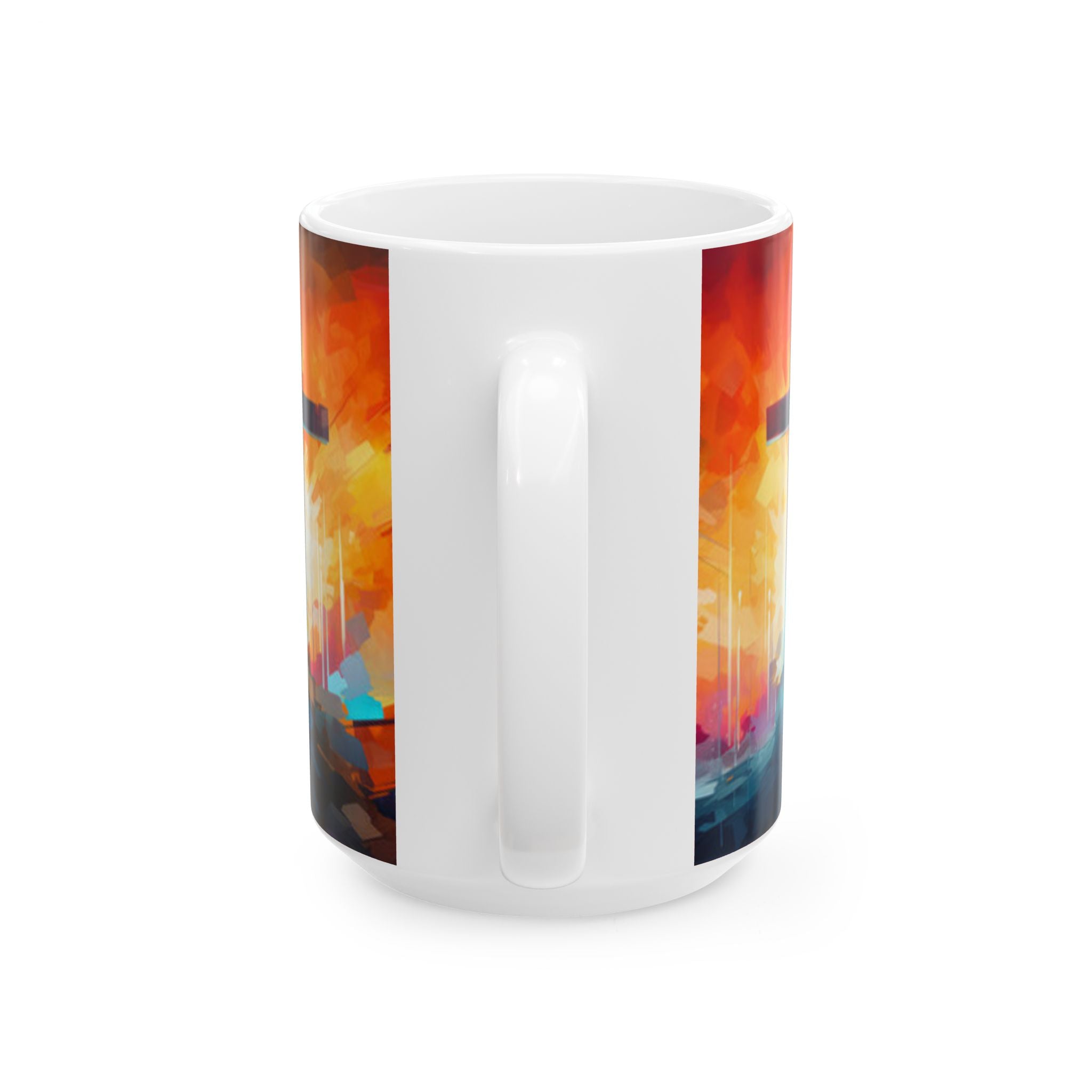 Christian Coffee Mug with Cross – Inspirational Abstract Faith Design | Gift for Believers
