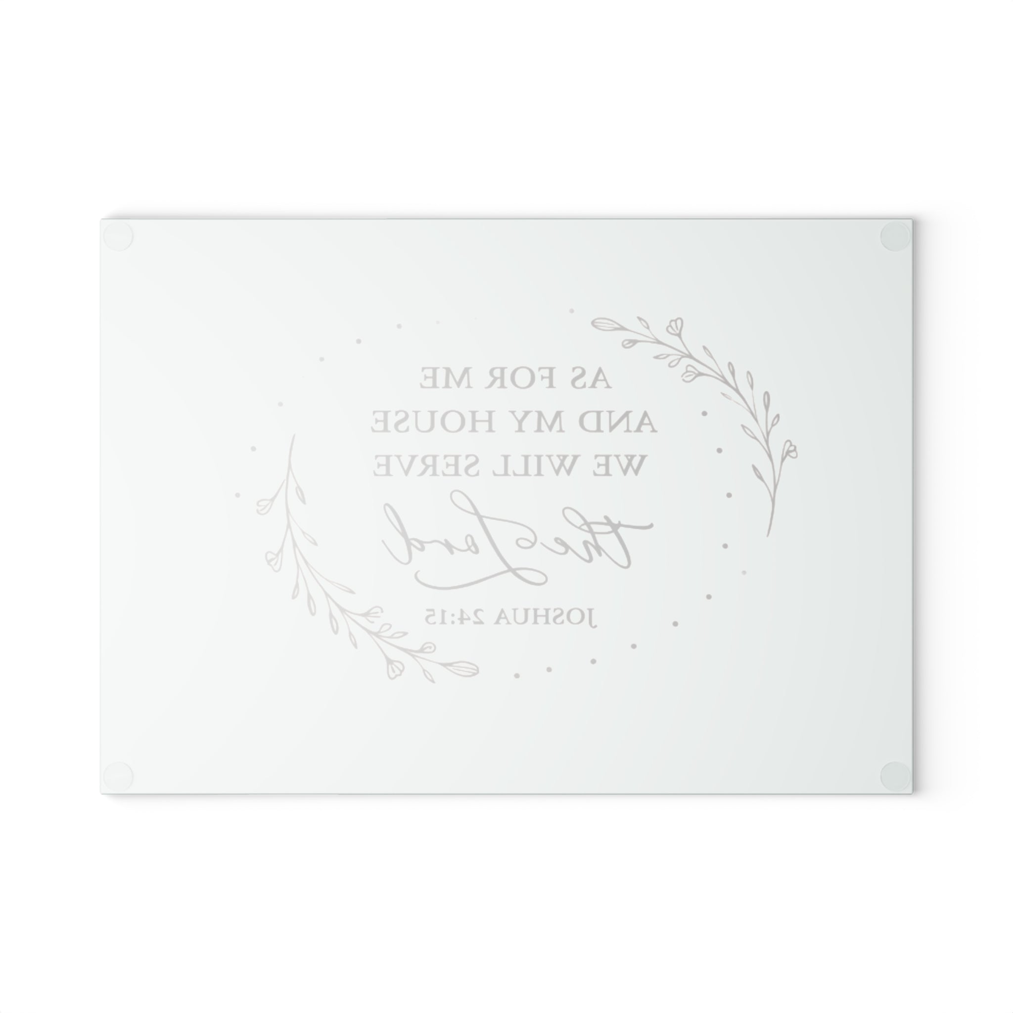 As For Me and My House Glass Cutting Board – Joshua 24:15 Christian Kitchen Decor | Faith-Based Glass Serving Board