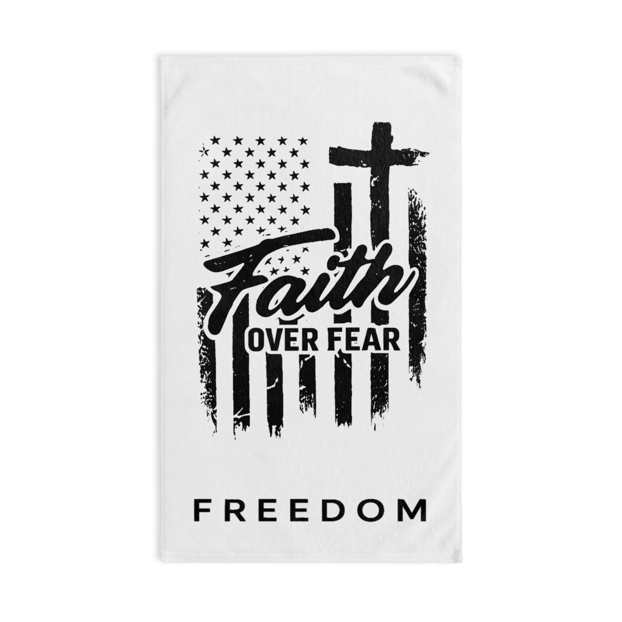 Faith Over Fear Freedom Microfiber Kitchen Towel – Christian Patriotic Hand Towel for Home or Gift