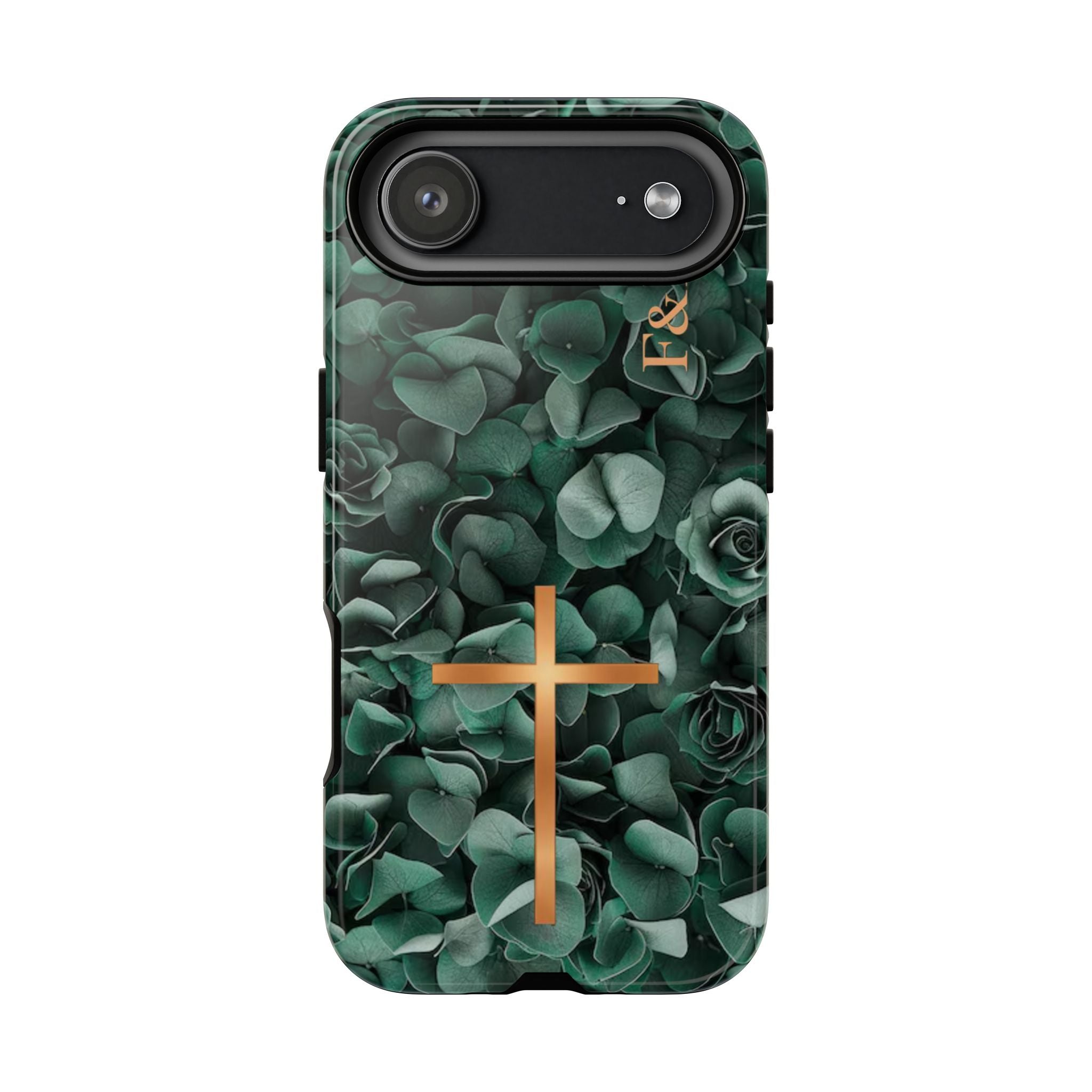 Christian Floral iPhone Case with Cross – Forest Green Faith Phone Cover | Faith & Home Co