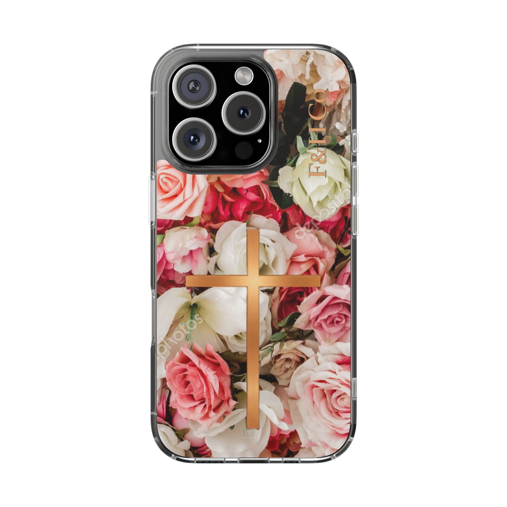 Christian Floral iPhone Case with Cross – Rose Flower Faith Phone Cover | Protective Inspirational iPhone Case